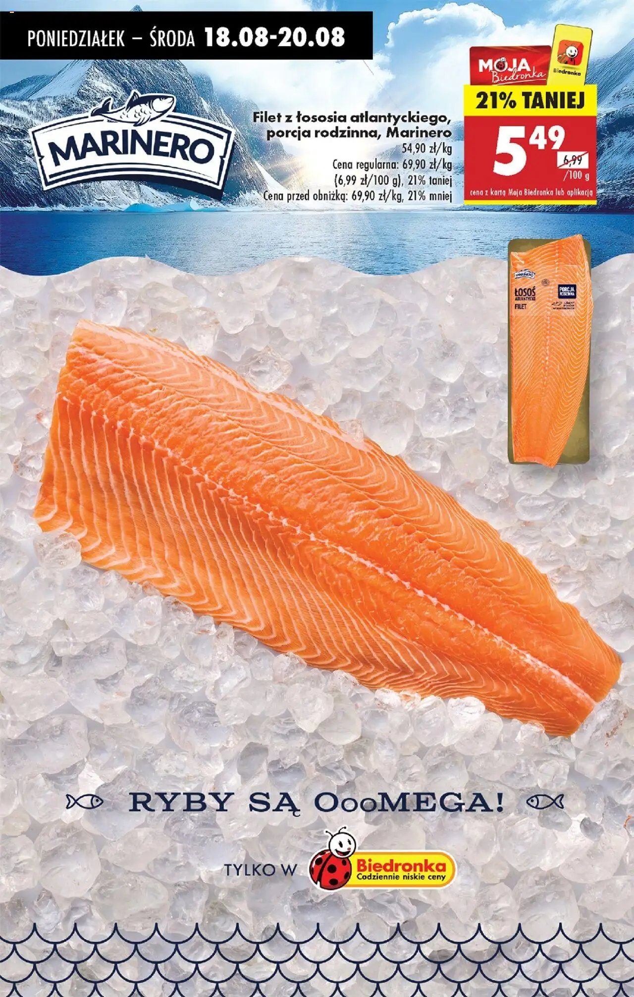 Biedronka gazetka od 18.08.2025 | Strona: 70 | Produkty: Karta, Łosoś, Ryby, Filet z łososia