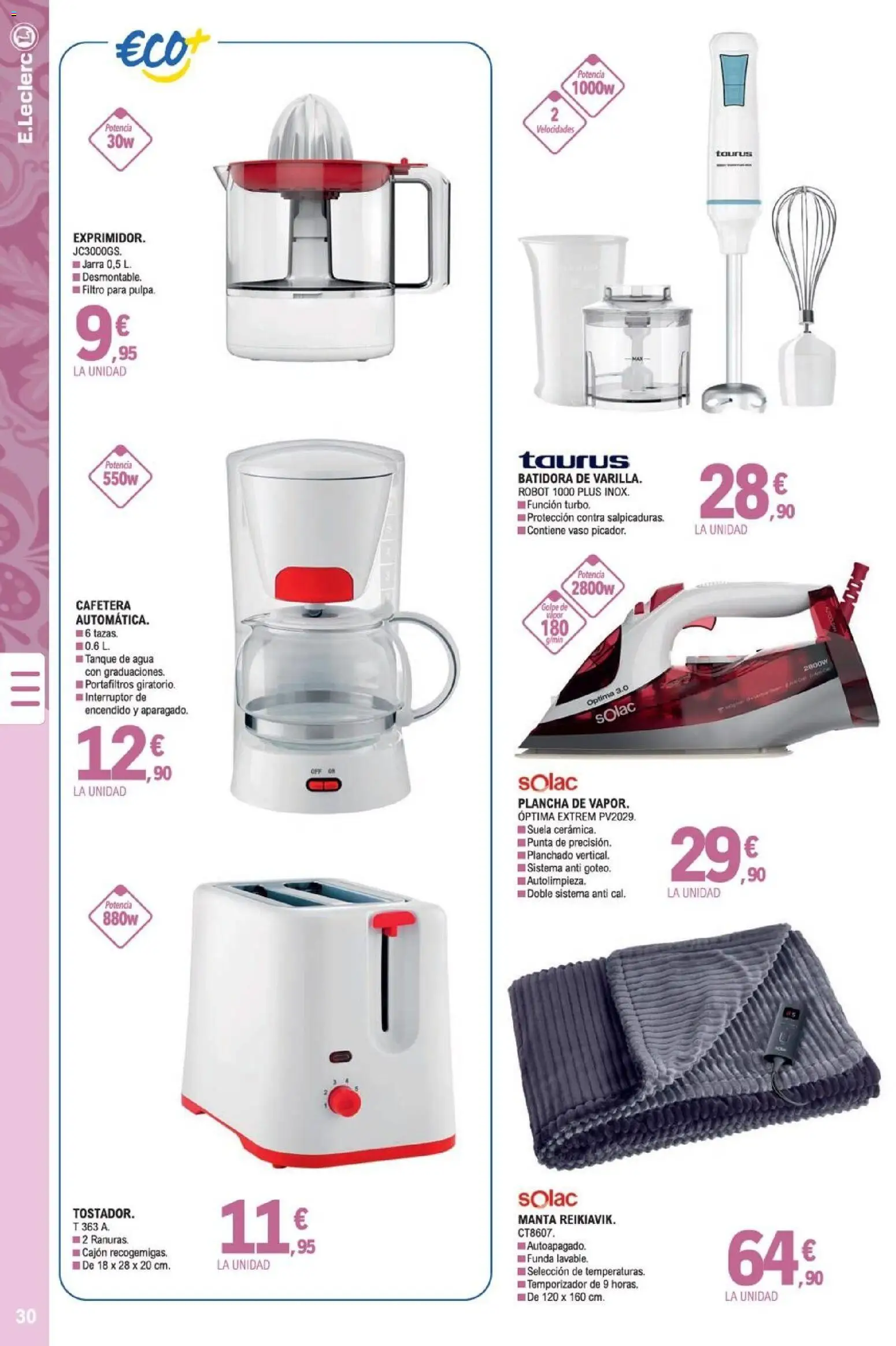 E.Leclerc folleto │ válido desde el 07.01.2026 | Página: 30 | Productos: Funda, Plancha, Batidora, Robot