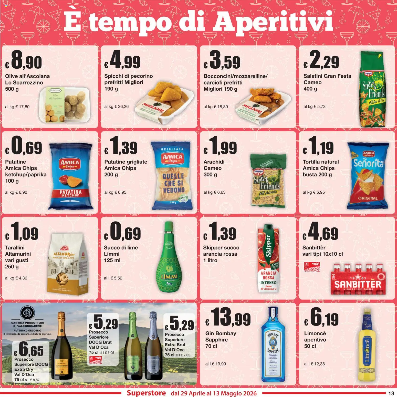 Volantino Sì con Te del 29.04.2026 | Pagina: 13 | Prodotti: Gin, Prosecco, Olive, Lime