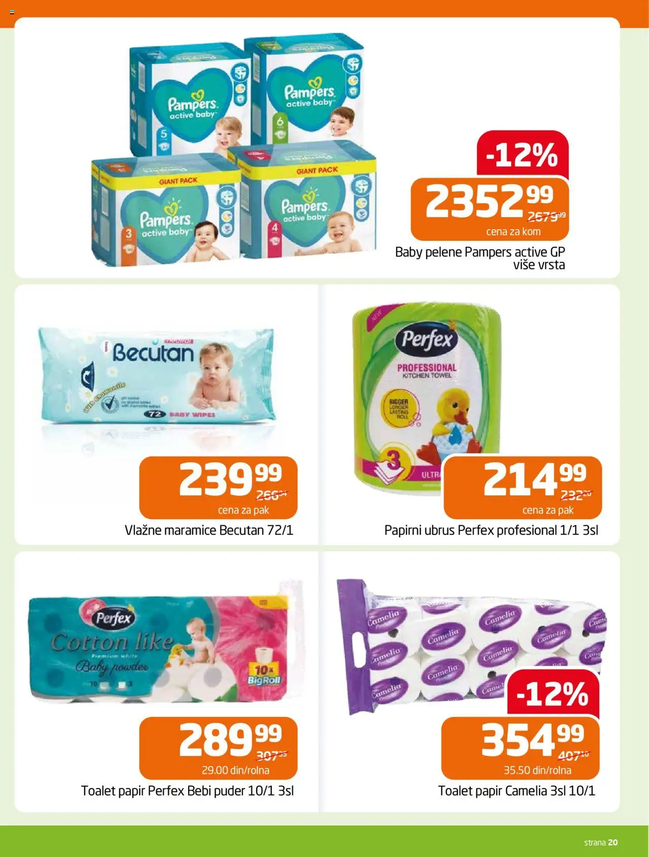 Gomex katalog - važi od 24.09.2025 | Strana: 20 | Proizvode: Pampers, Toalet papir, Ubrus, Pelene