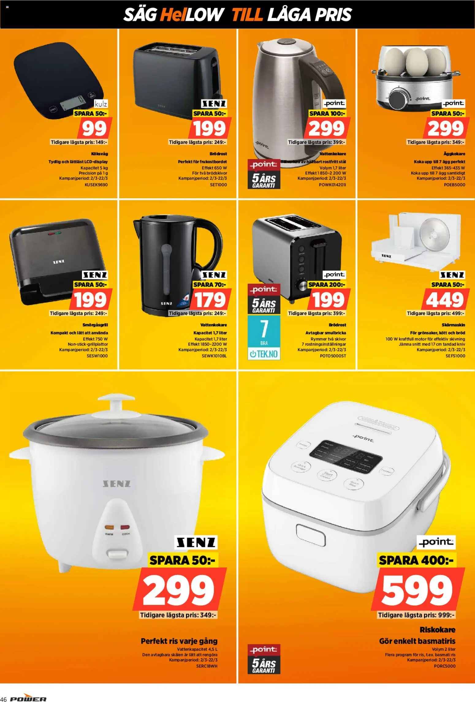Power reklamblad aktuell från 02.03.2026 | Sida: 46 | Produkter: Vattenkokare, Såg, Köksvåg, Äggkokare