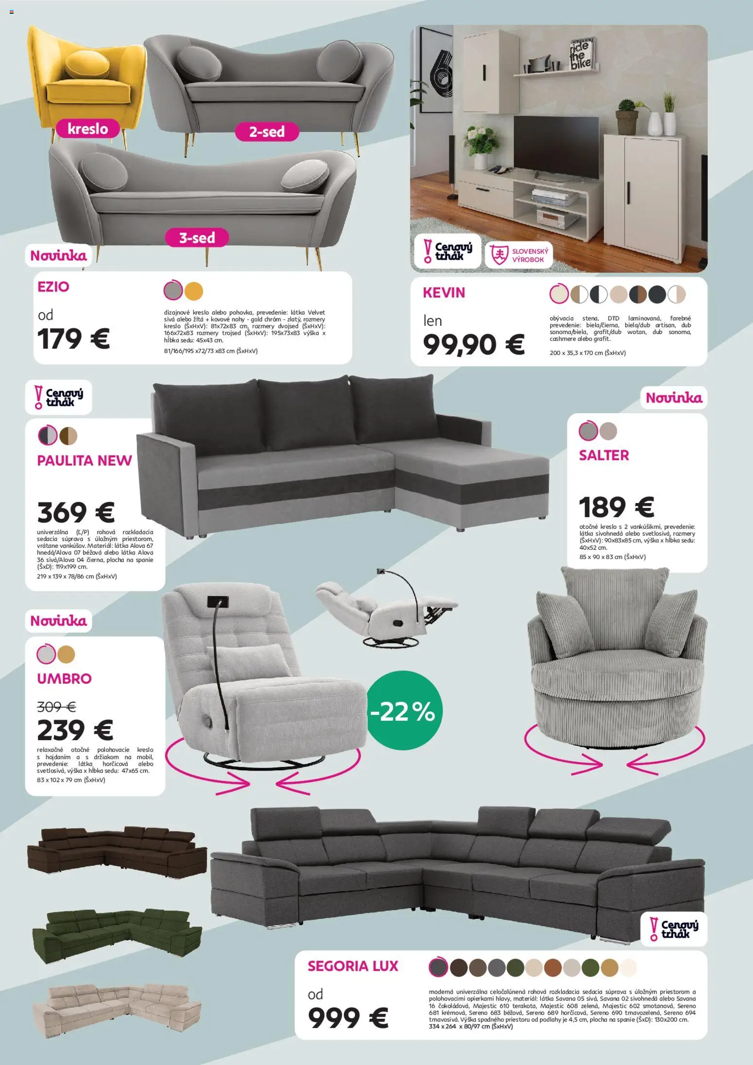 Nové Kondela akcie – leták je platný od 11.02.2026 | Strana: 2 | Produkty: Sedacia súprava, Polohovacie kreslo, Kreslo