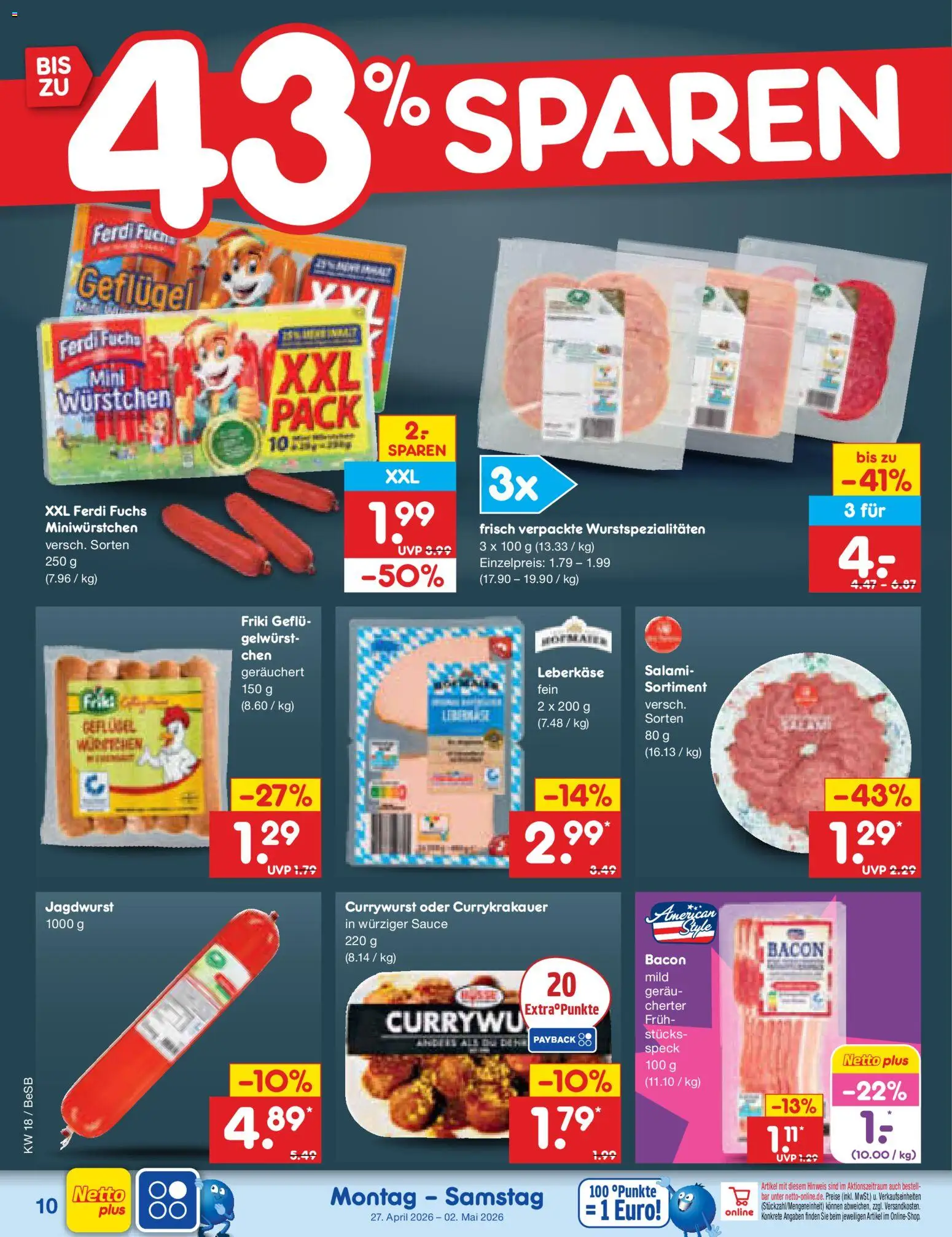 Netto Marken-Discount Prospekt 	 – gültig ab 27.04.2026 | Seite: 12 | Produkte: Salami, Leberkase