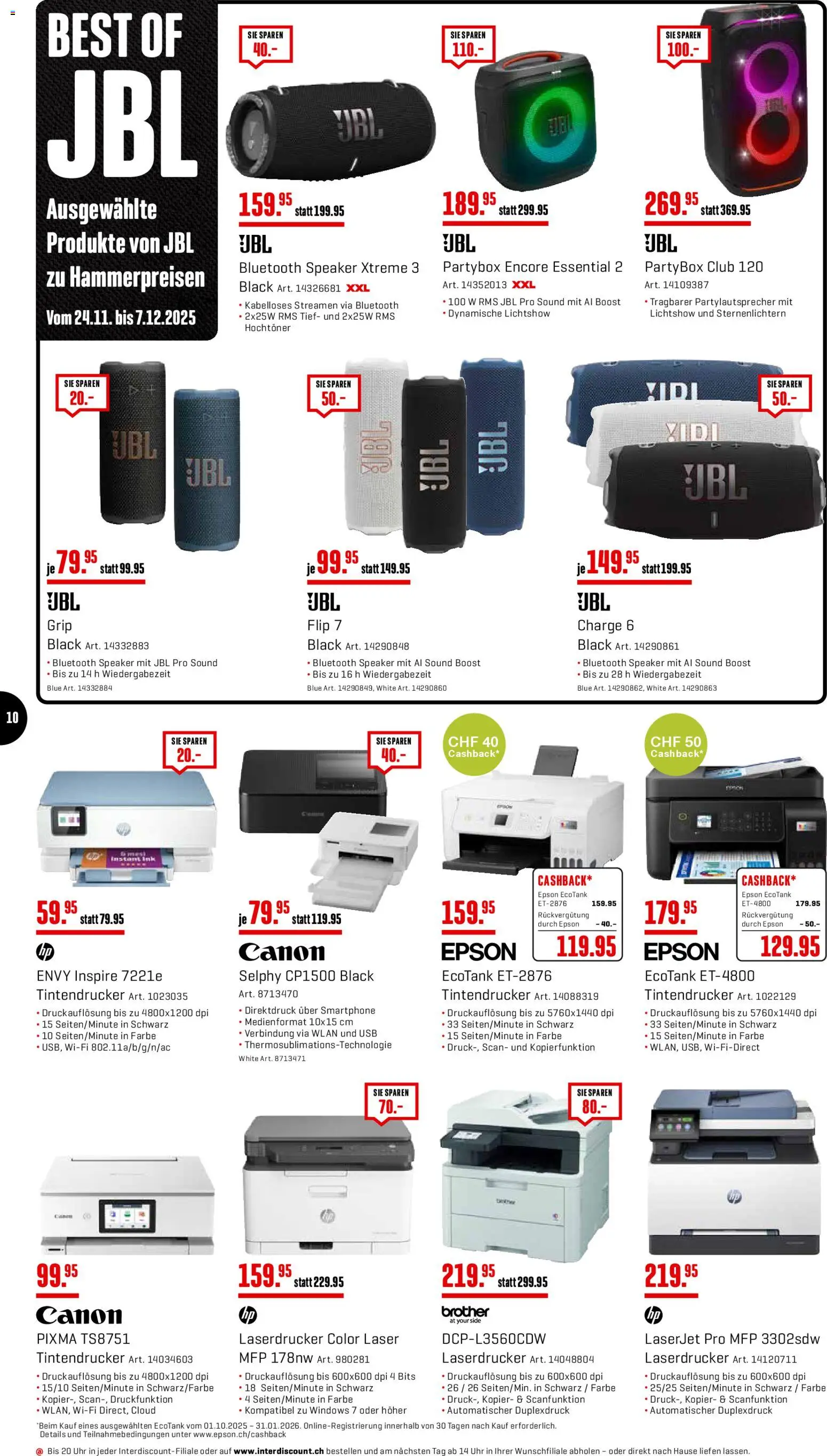 Interdiscount - Black Friday – gültig ab 24.11.2025 | Seite: 10 | Produkte: Laserdrucker, Smartphone, Usb, Epson