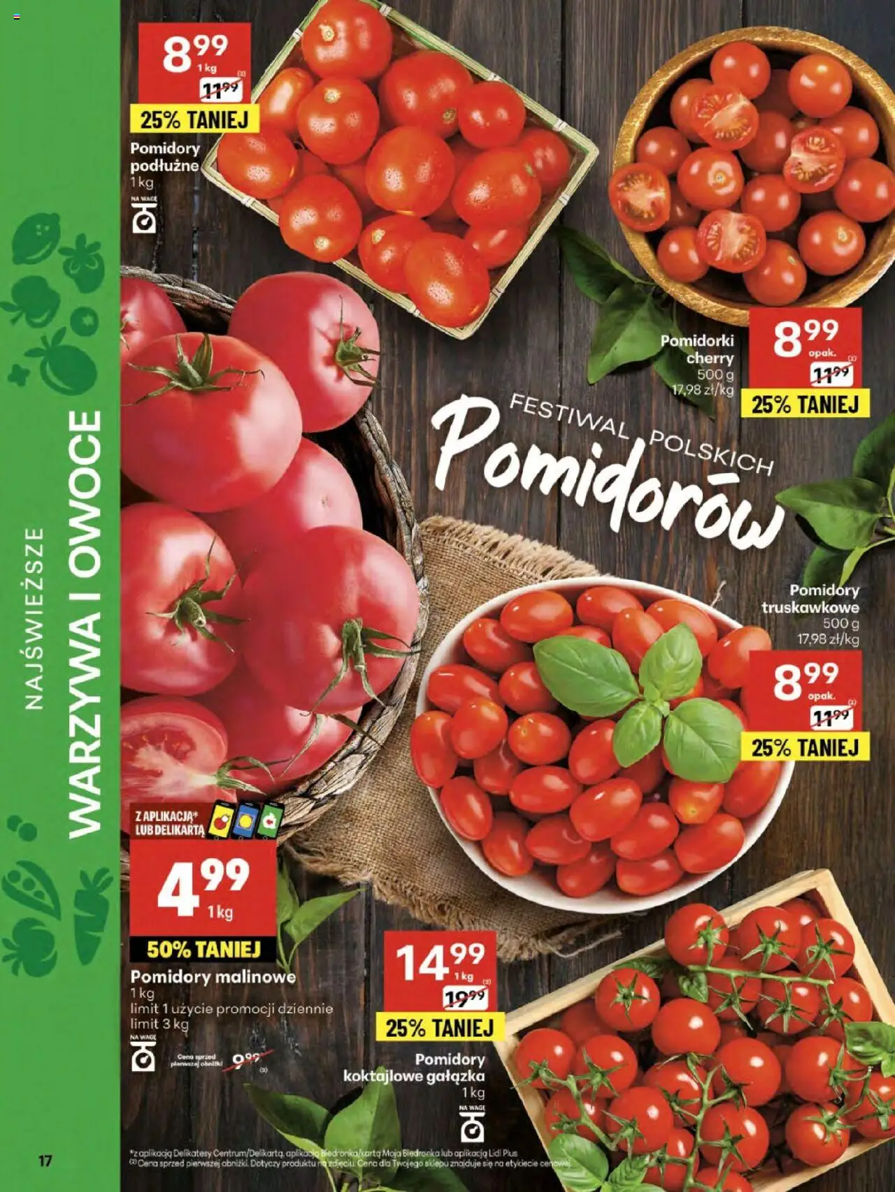 Delikatesy Centrum Gazetka - Sklepy Własne od 14.08.2025 | Strona: 17 | Produkty: Delikatesy, Pomidory, Warzywa, Owoce