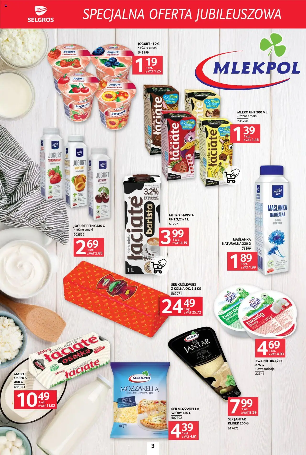 Selgros cash&carry Gazetka - Specjalna oferta jubileuszowa od 28.08.2025 | Strona: 3 | Produkty: Twaróg półtłusty, Maślanka, Mleko, Mozzarella