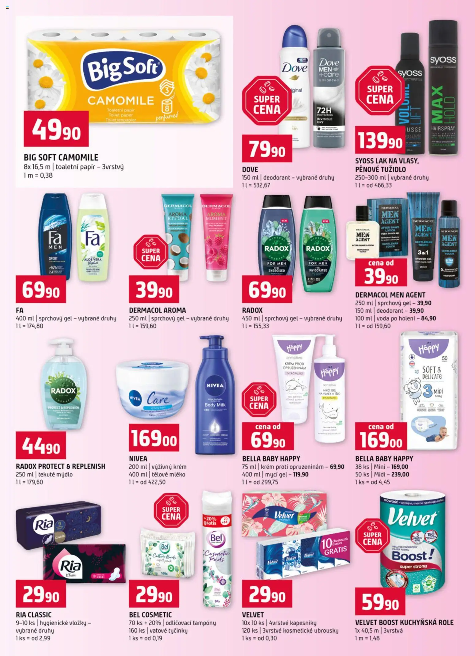 Terno leták od 18.02.2026 | Strana: 14 | Produkty: Voda, Mléko, Aloe vera, Tampony