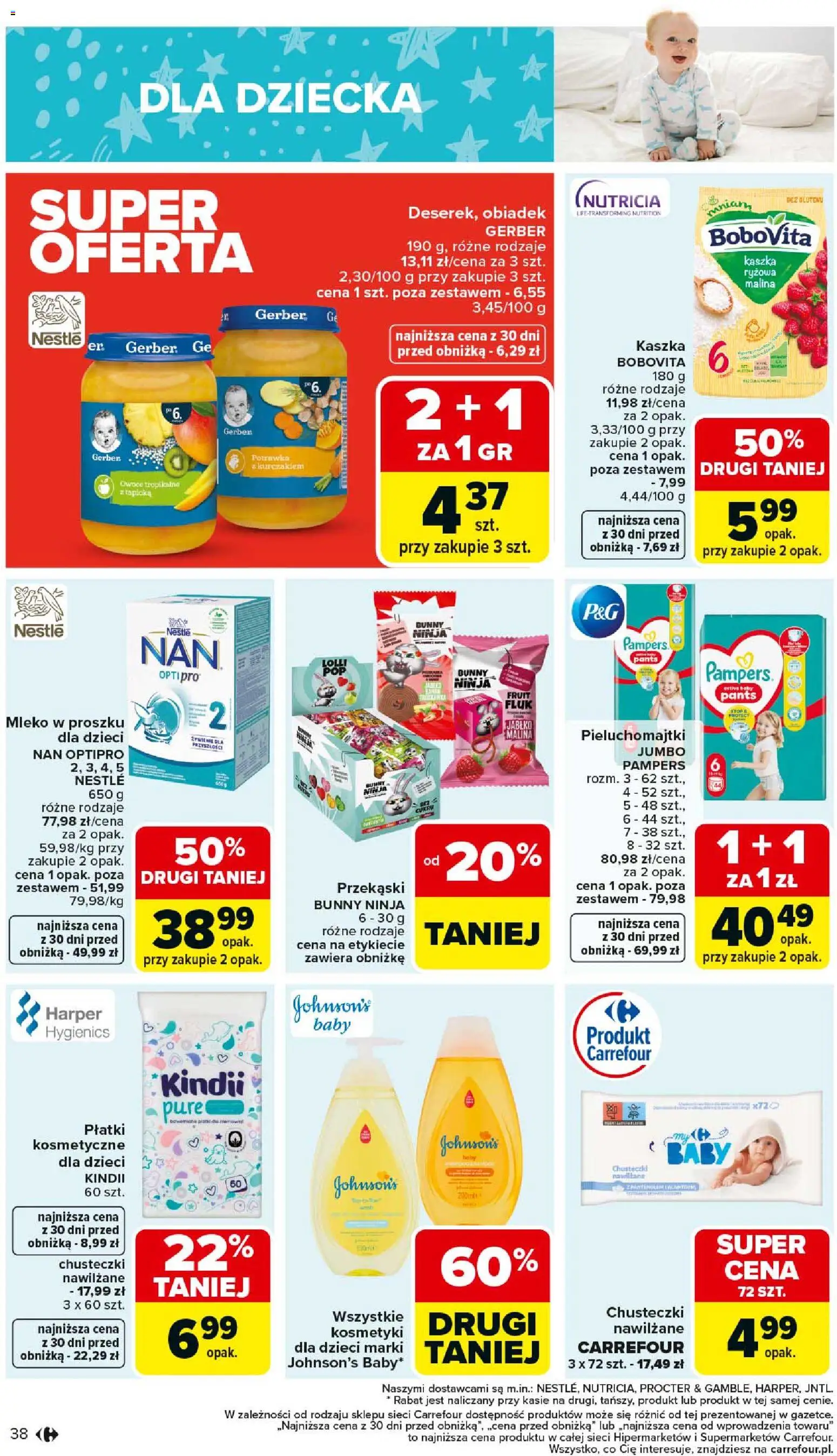 Carrefour Gazetka od 26.01.2026 | Strona: 40 | Produkty: Malina, Kosmetyki, Pieluchomajtki, Płatki kosmetyczne