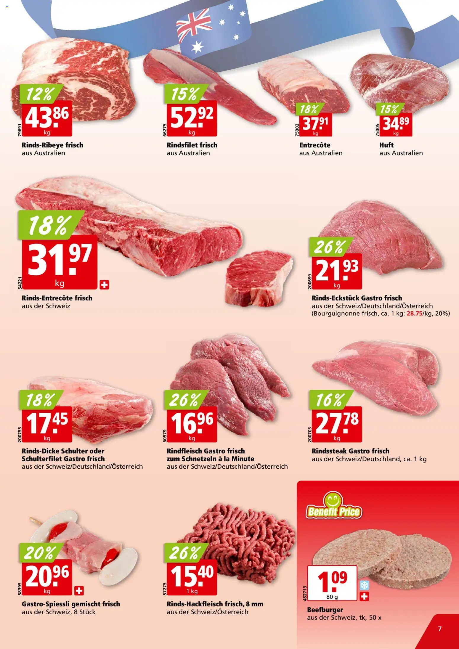 Aligro aktionen Chavannes, Matran, Genf, Sitten – gültig ab 13.04.2026 | Seite: 7 | Produkte: Rindfleisch