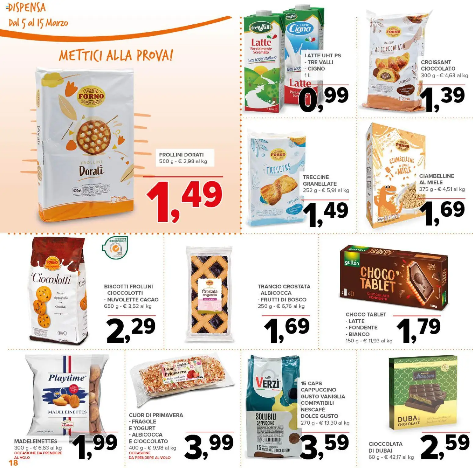 Volantino Todis del 05.03.2026 | Pagina: 18 | Prodotti: Biscotti, Tablet, Cacao, Forno