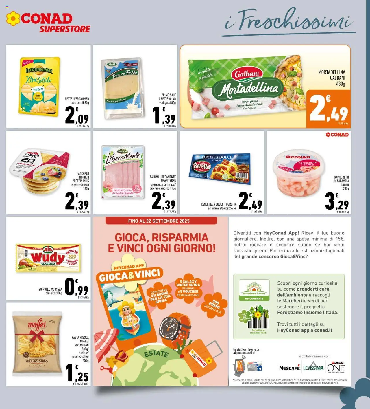 Volantino Conad del 10.09.2025 | Pagina: 11 | Prodotti: Pancetta, Latte, Formaggio, Pasta