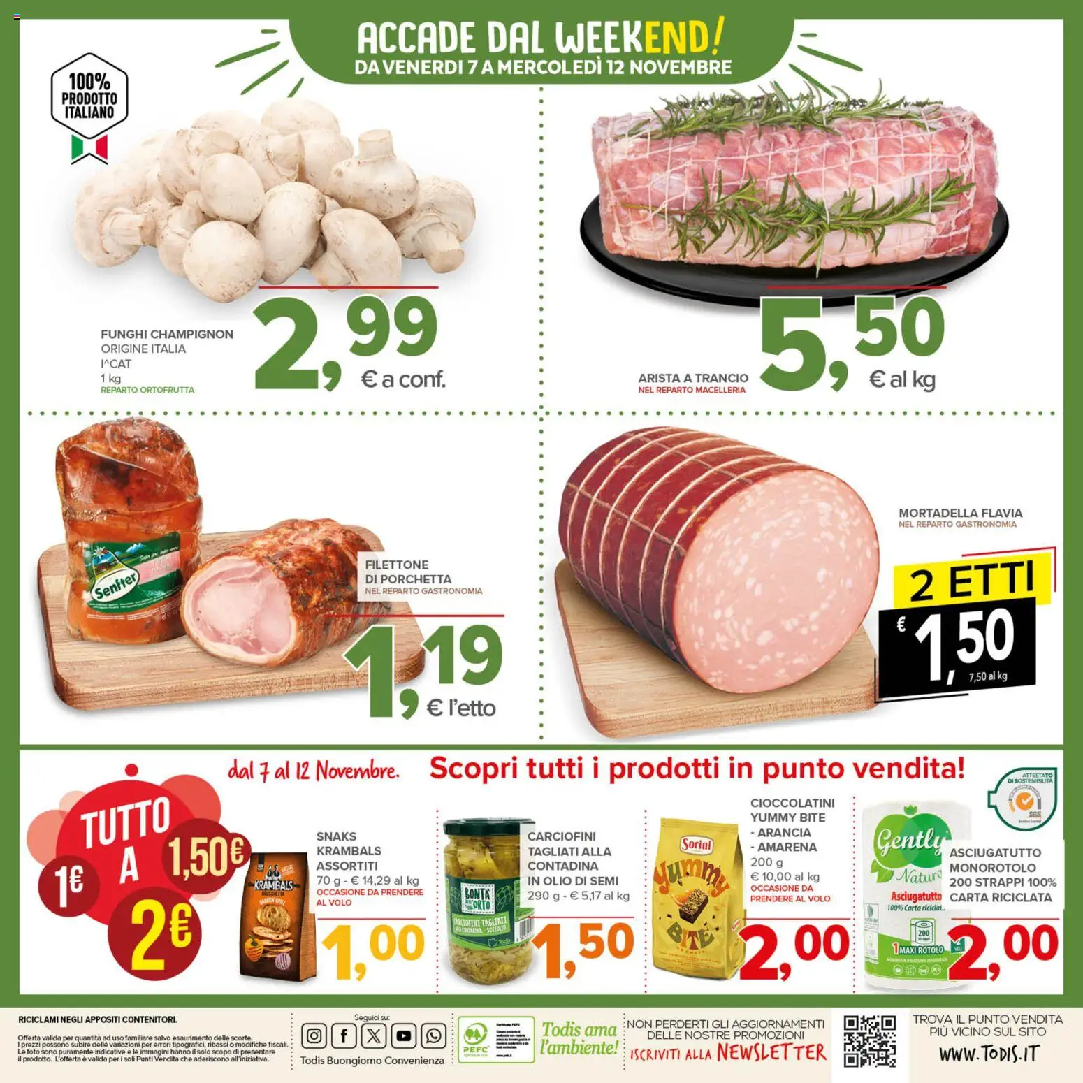 Volantino Todis del 30.10.2025 | Pagina: 24 | Prodotti: Porchetta, Olio, Arancia, Cioccolatini