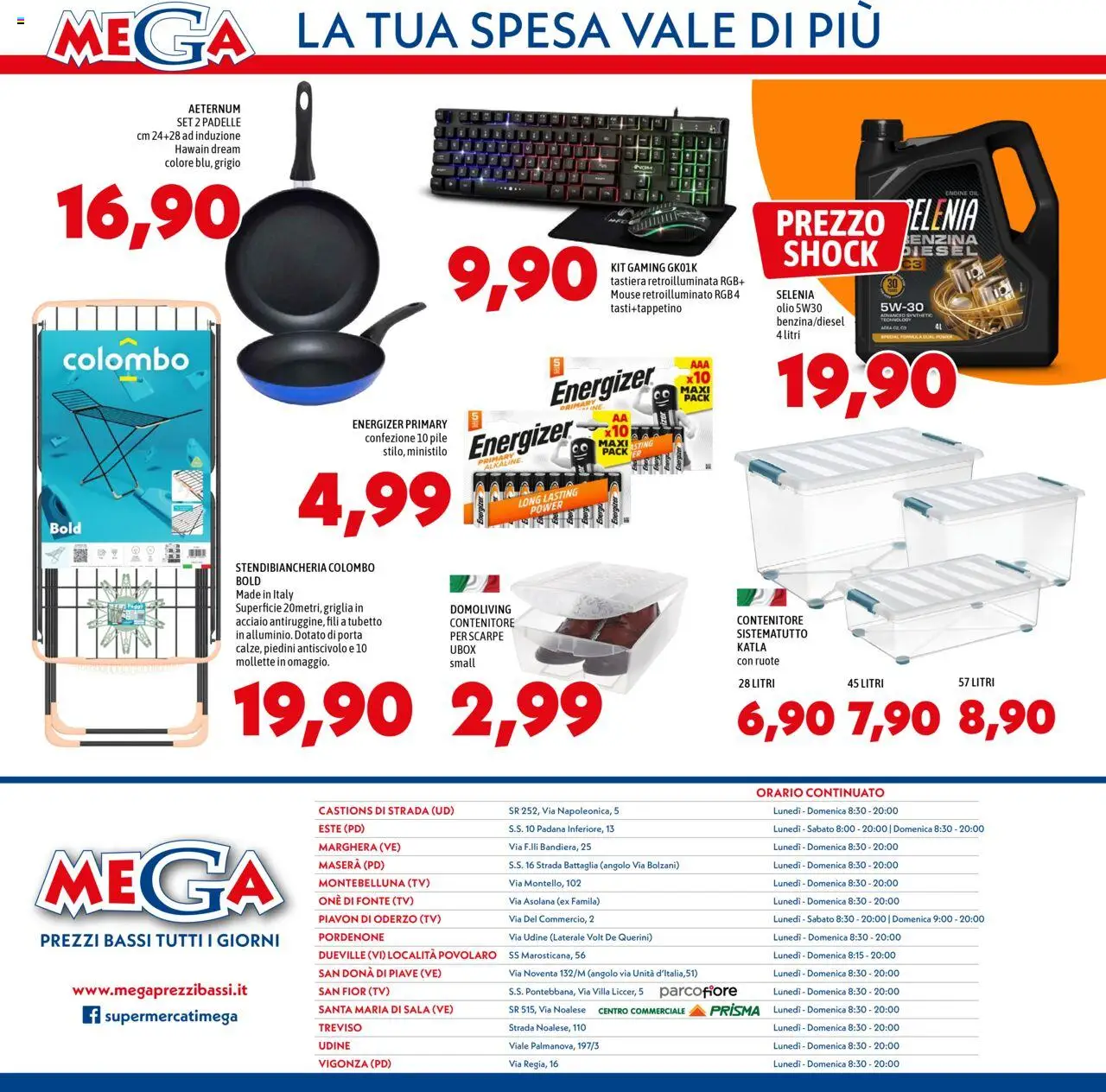 Volantino Mega del 02.10.2025 | Pagina: 12 | Prodotti: Pile, Olio, Scarpe, Griglia