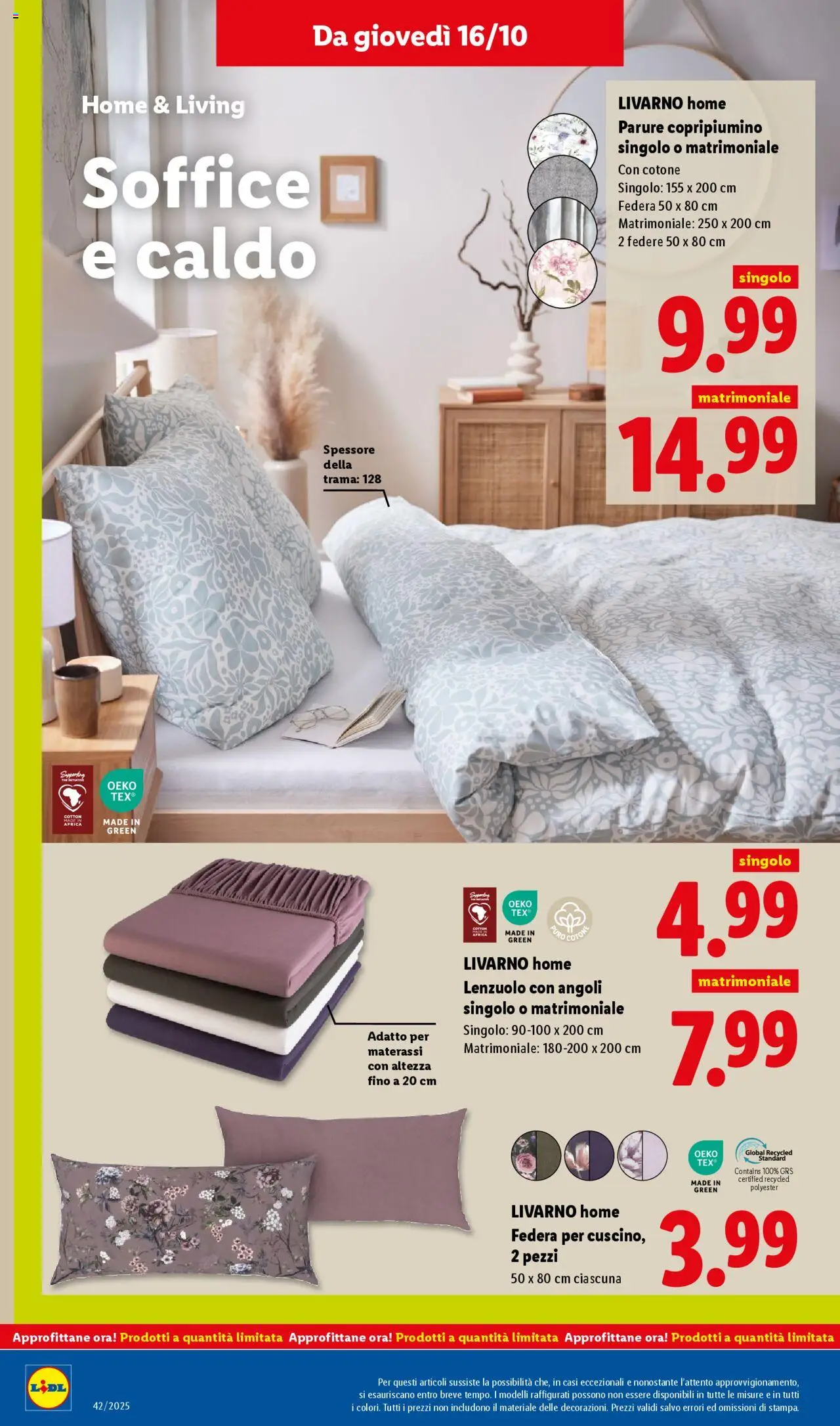 Volantino Lidl del 13.10.2025 | Pagina: 50 | Prodotti: Copripiumino, Federa
