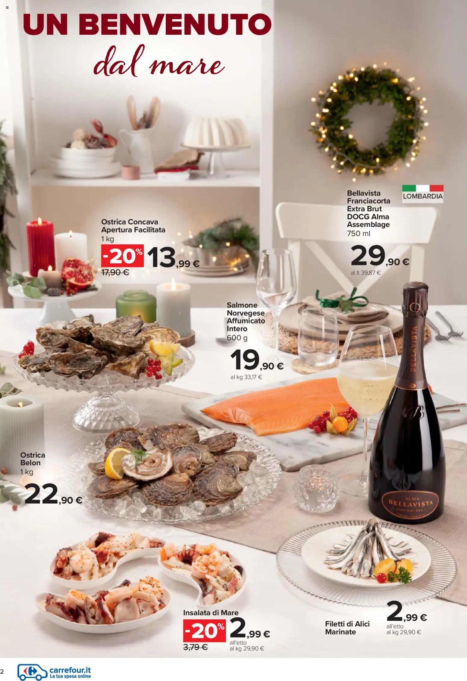 Volantino Carrefour del 27.11.2025 | Pagina: 2 | Prodotti: Salmone, Insalata, Alici
