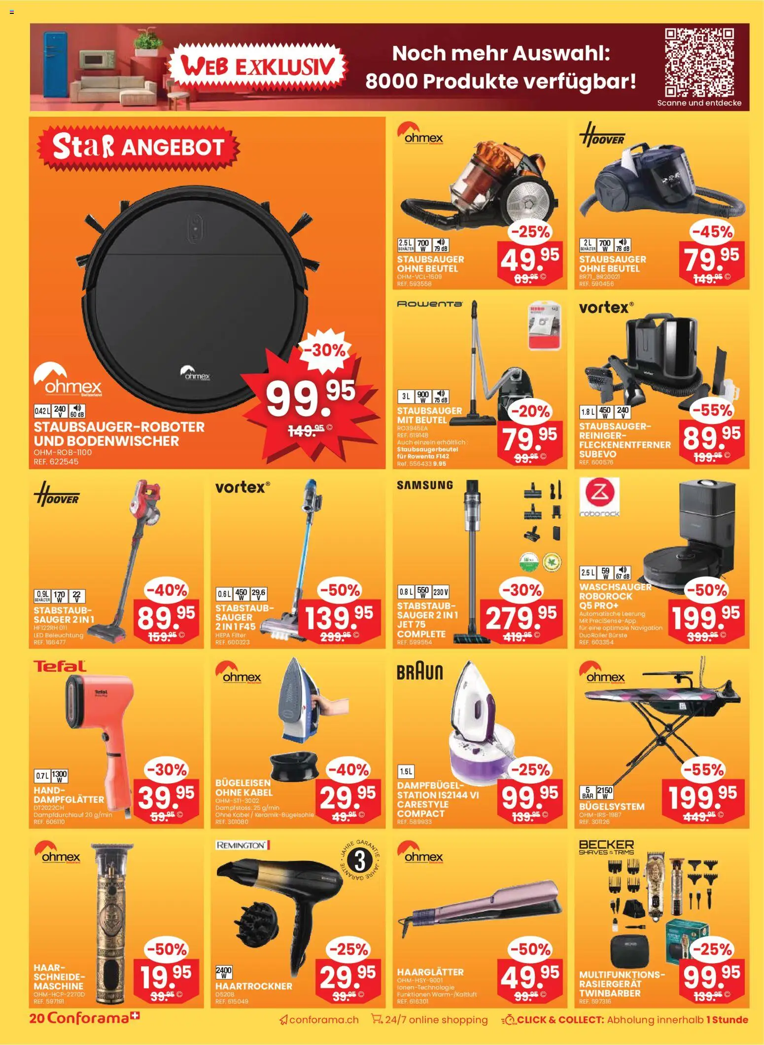 Conforama Aktionen – gültig ab 07.01.2026 | Seite: 20 | Produkte: Haarglätter, Fleckenentferner, Bügeleisen, Samsung