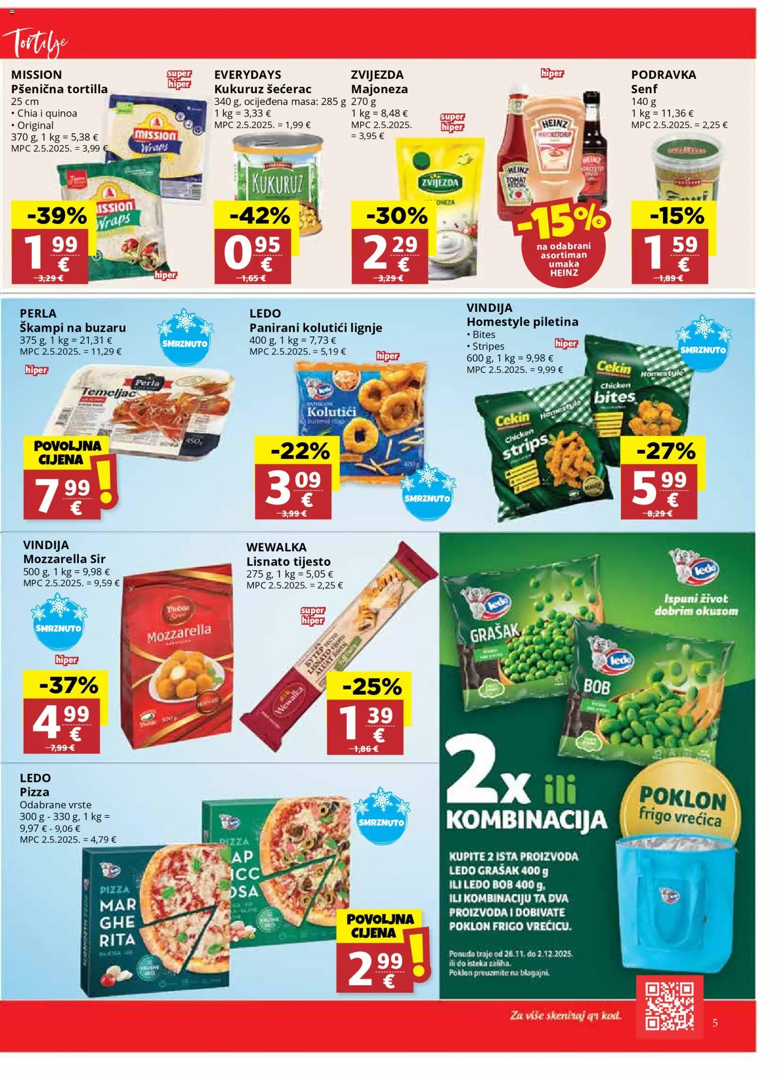 Ribola katalog | vrijedi od 26.11.2025 | Stranica: 5 | Proizvodi: Mozzarella, Podravka, Lisnato tijesto, Grašak