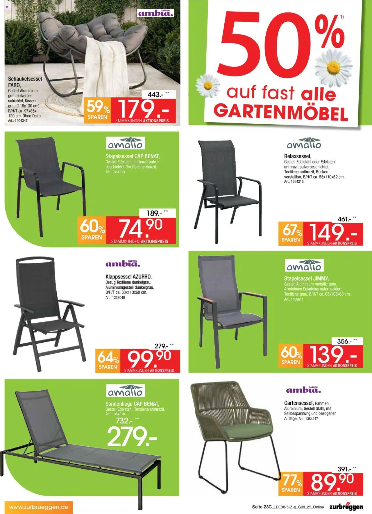 Zurbrüggen Prospekt Bonus Sonder-Tage - gültig ab dem 02.08.2025 | Seite: 43 | Produkte: Relaxsessel, Kissen, Gartenmöbel