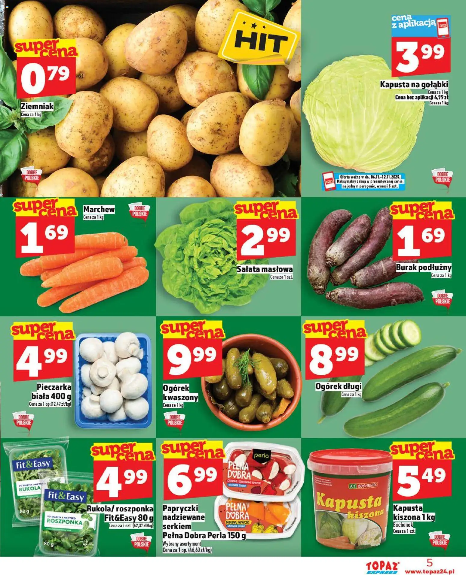 Topaz Gazetka - Express od 06.11.2025 | Strona: 5 | Produkty: Burak, Kapusta, Rukola, Roszponka