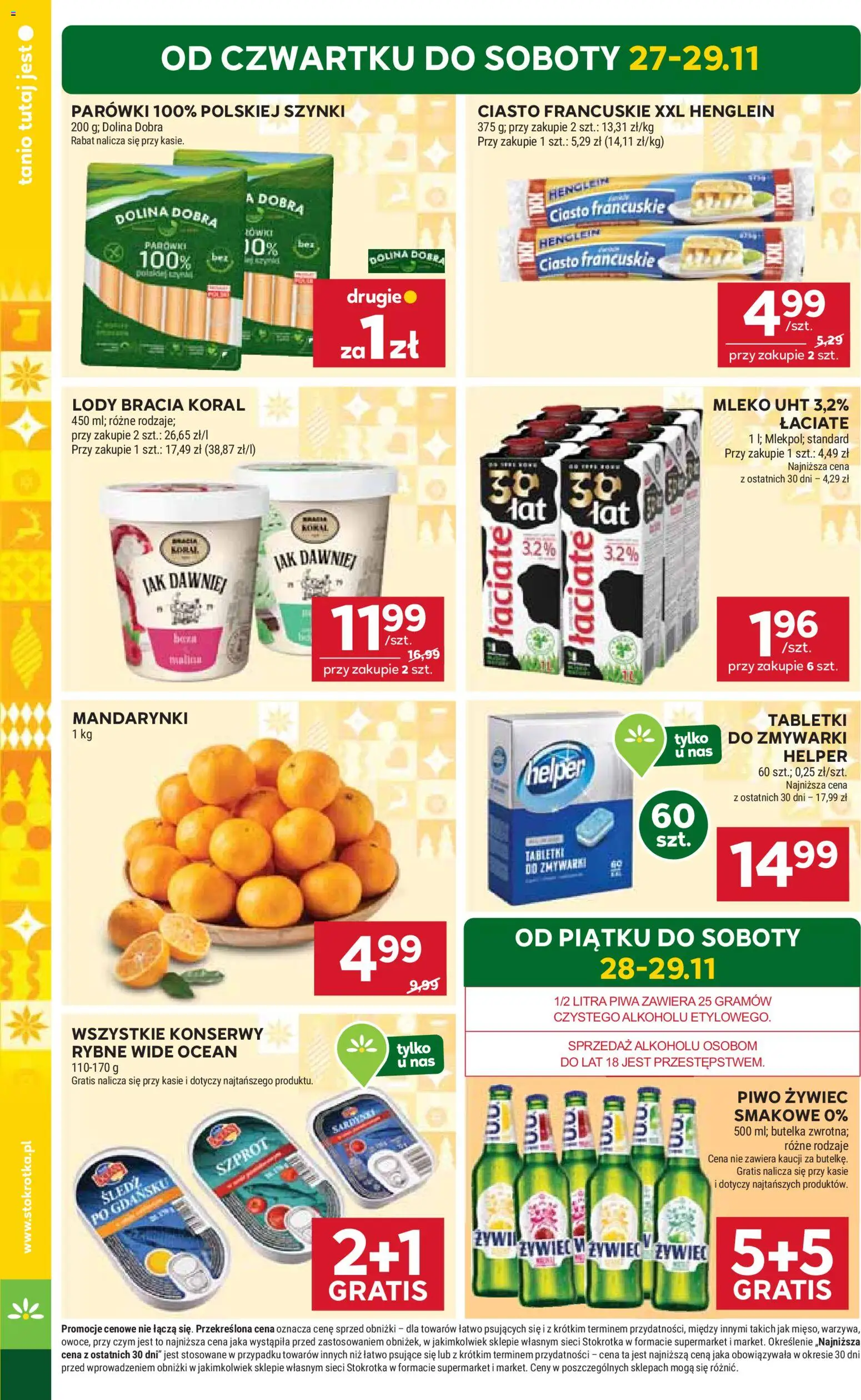 Stokrotka Gazetka - Market od 27.11.2025 | Strona: 2 | Produkty: Parówki, Mleko, Mandarynki, Lody
