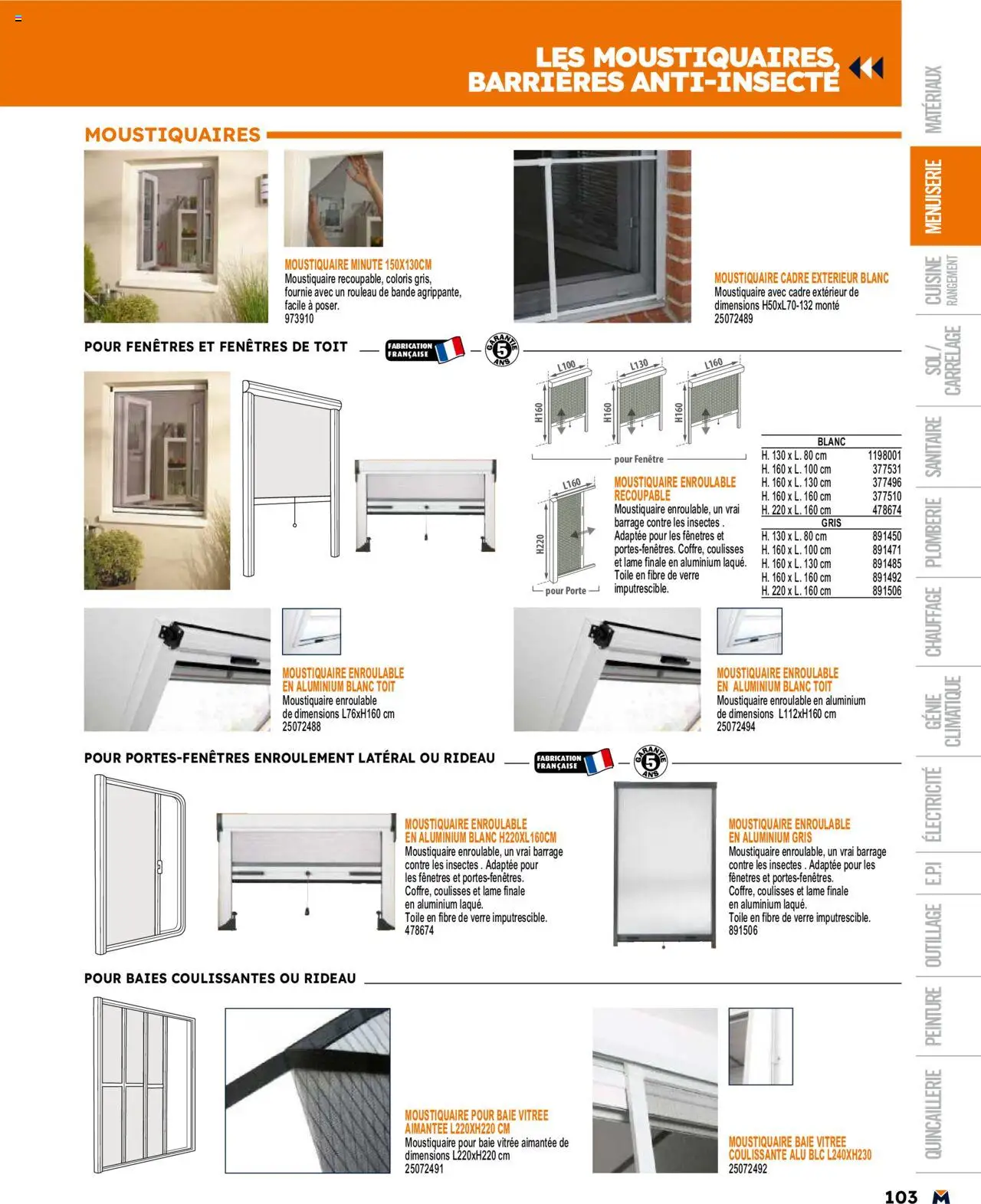  | Page: 103 | Produits: Porte, Moustiquaire, Rideau, Cadre