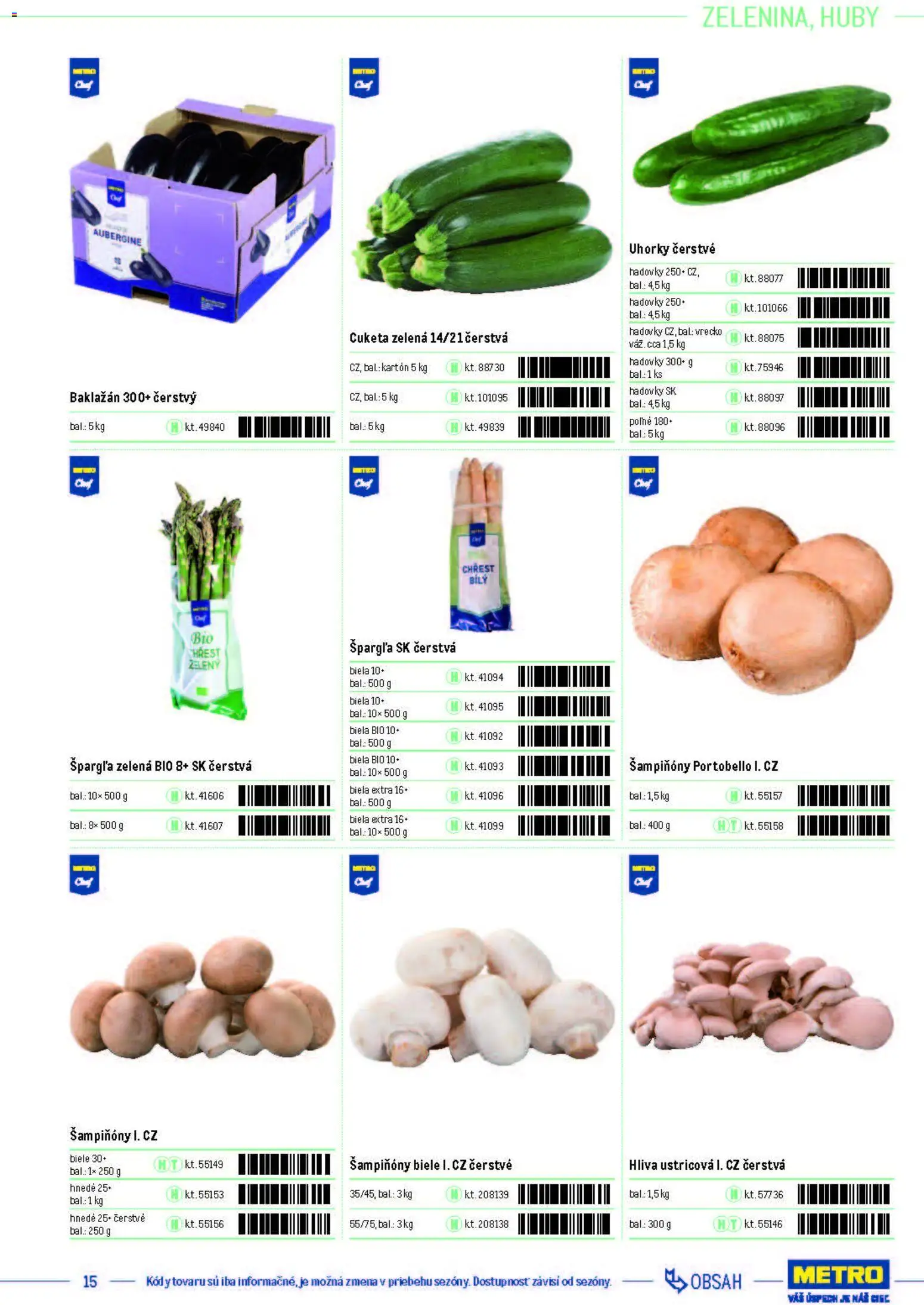 Nové Metro akcie – leták je platný od 05.12.2025 | Strana: 15 | Produkty: Špargľa, Cuketa, Uhorky