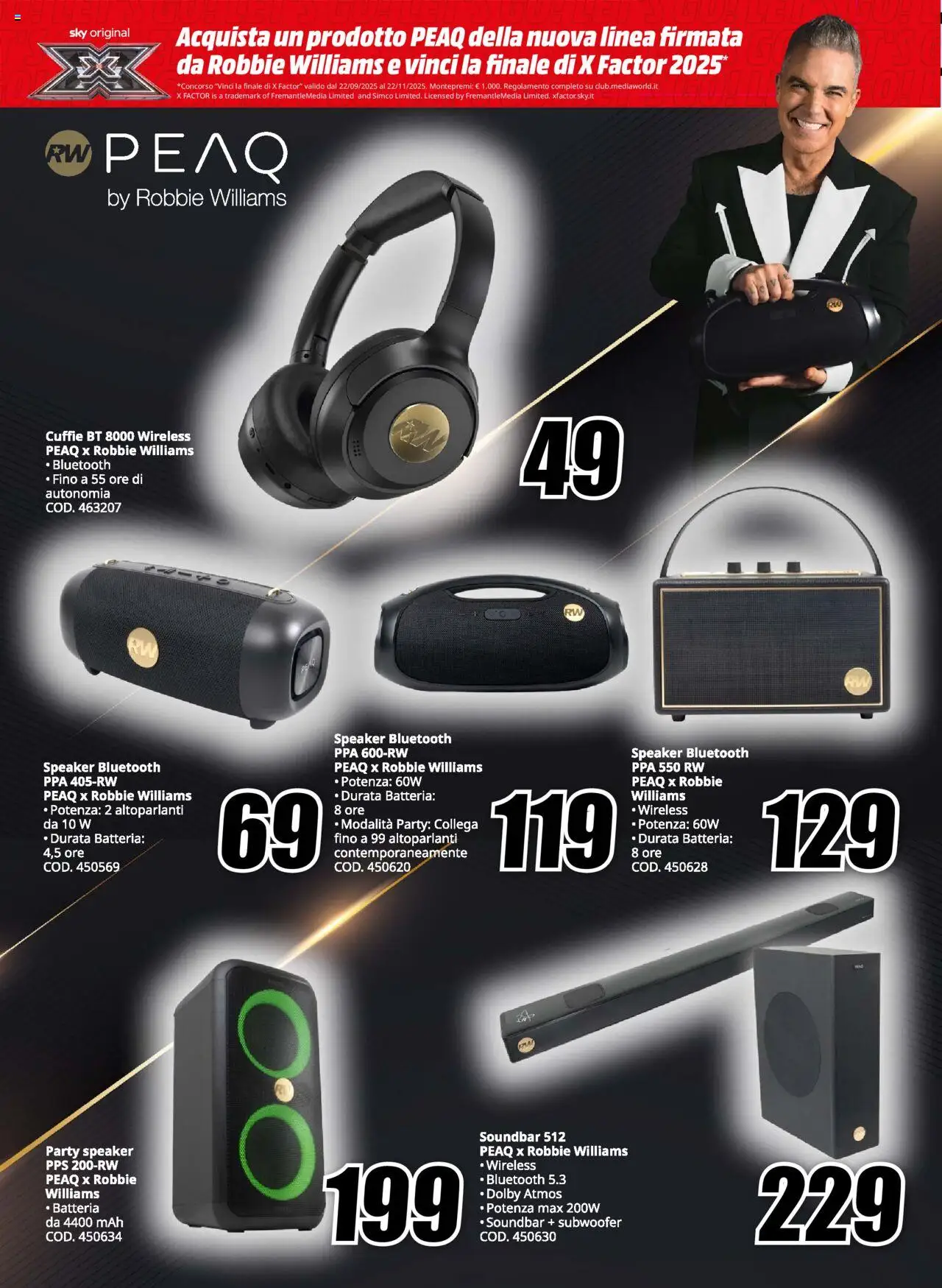 Volantino Media World del 04.10.2025 | Pagina: 6 | Prodotti: Soundbar, Cuffie, Speaker, Batteria