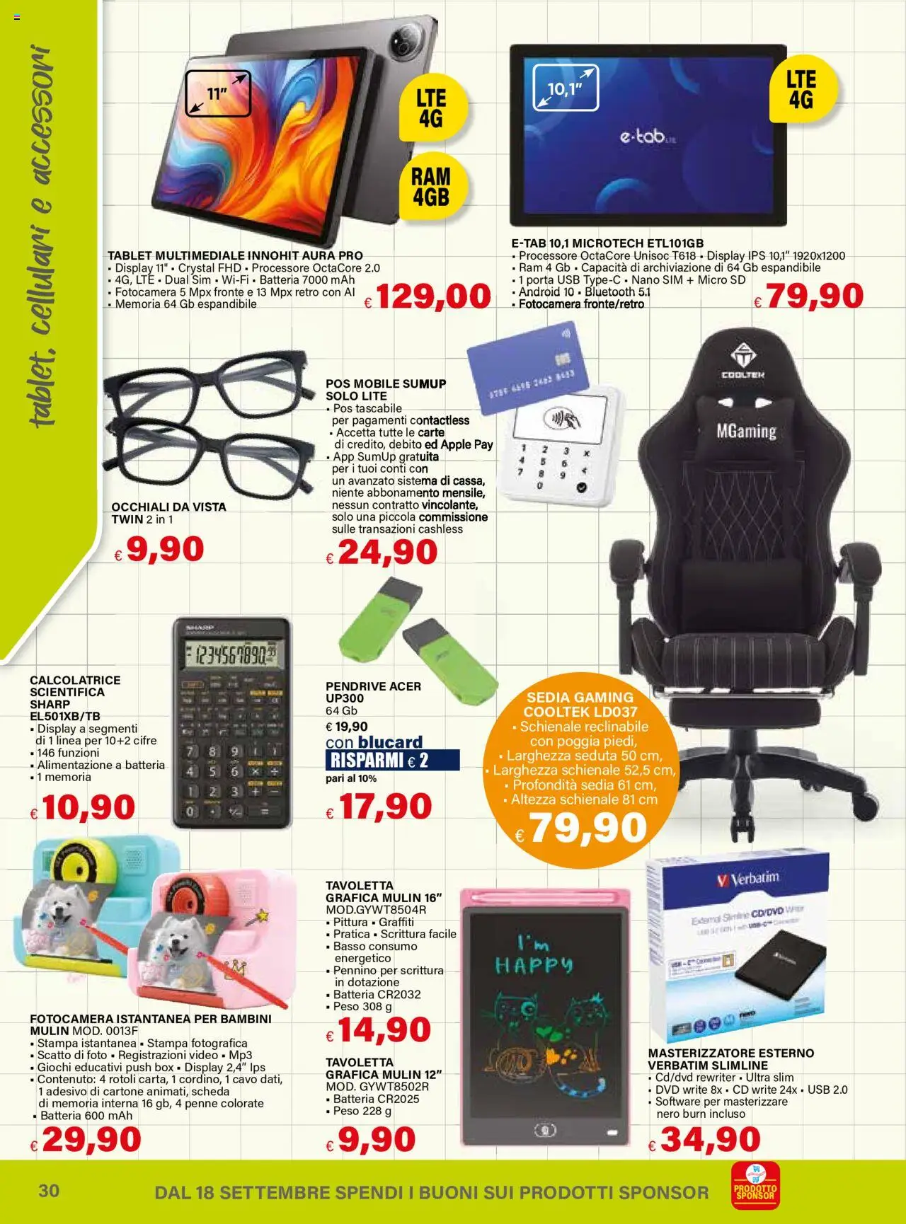 Volantino Il Gigante del 18.08.2025 | Pagina: 30 | Prodotti: Fotocamera istantanea, Video, USB, Sedia