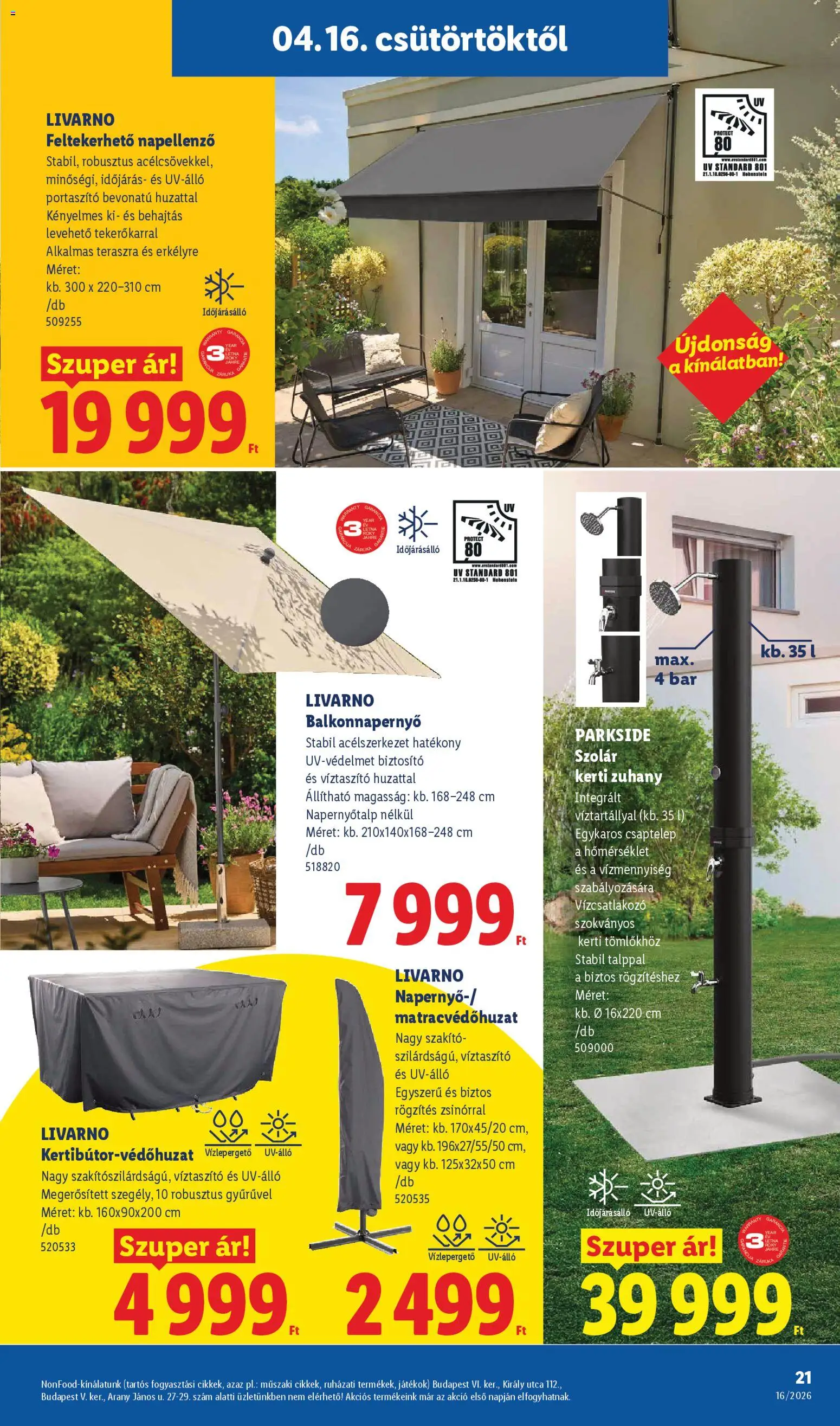 Lidl akciós ujság - amely érvényes a következő dátumtól: 16.04.2026 | Oldal: 21 | Termékek: Csaptelep, Játékok, Zuhany, Kerti zuhany