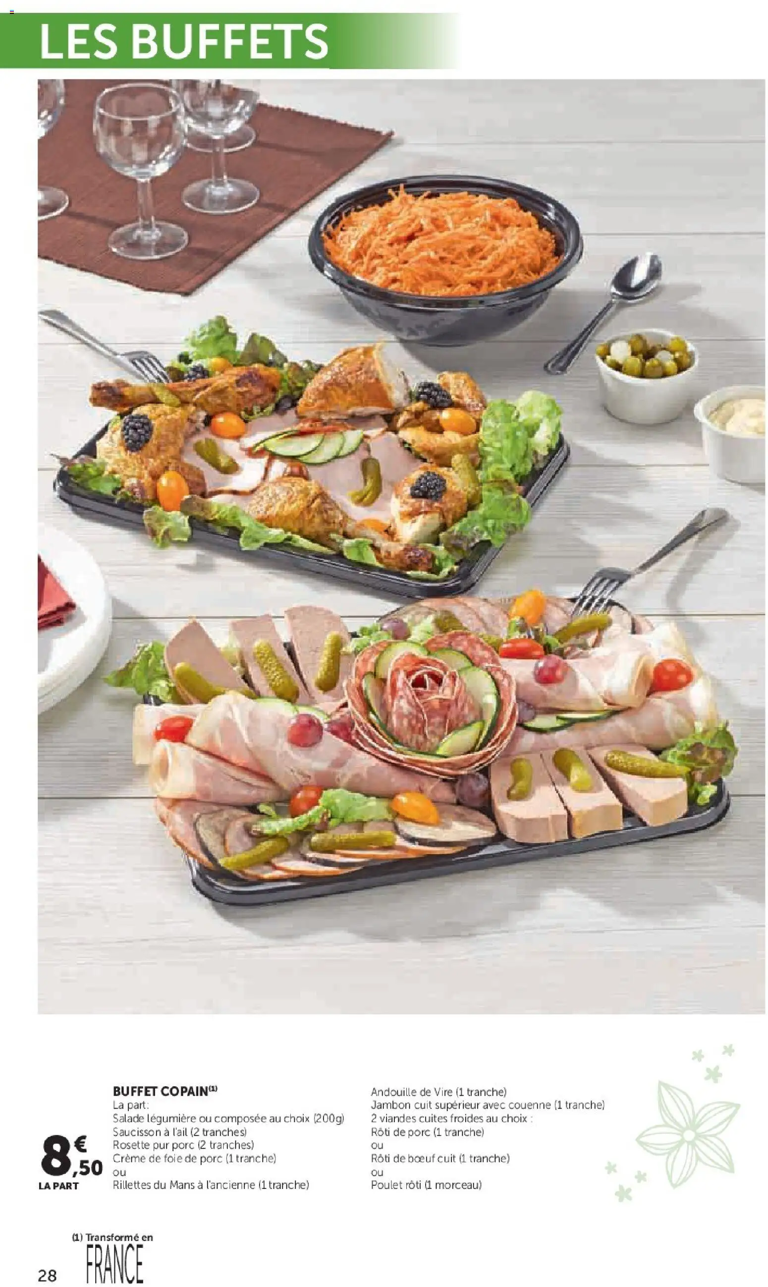 {H1} | Page: 28 | Produits: Salade, Rôti de bœuf, Jambon, Crème