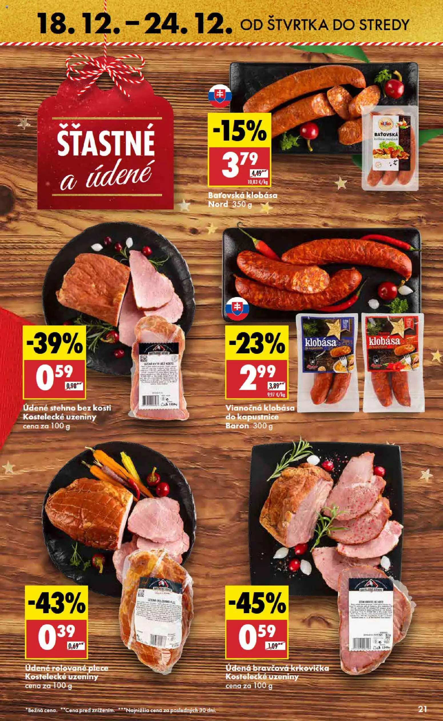 Nové Biedronka akcie – leták je platný od 18.12.2025 | Strana: 21 | Produkty: Klobása, Bravčová krkovička, Krkovička