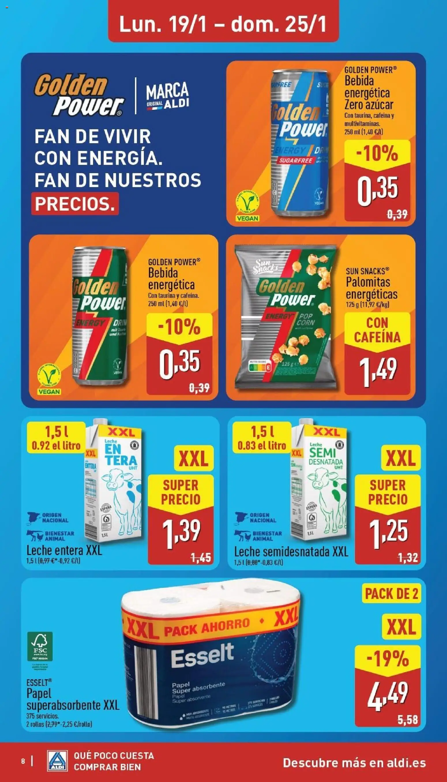 Aldi folleto Península │ válido desde el 19.01.2026 | Página: 8 | Productos: Leche entera, Leche