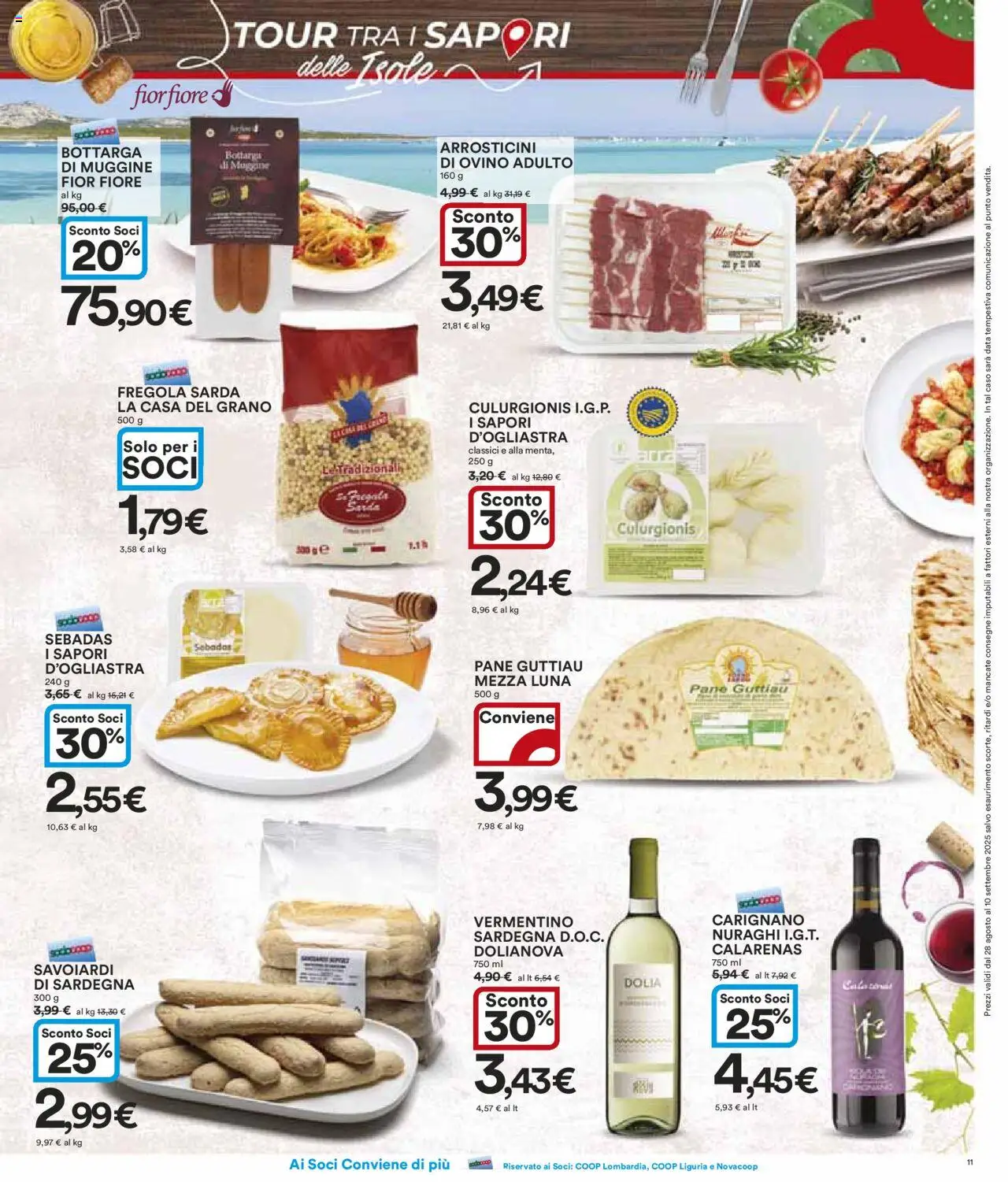 Volantino Ipercoop del 28.08.2025 | Pagina: 11 | Prodotti: Data, Savoiardi, Arrosticini, Ovino