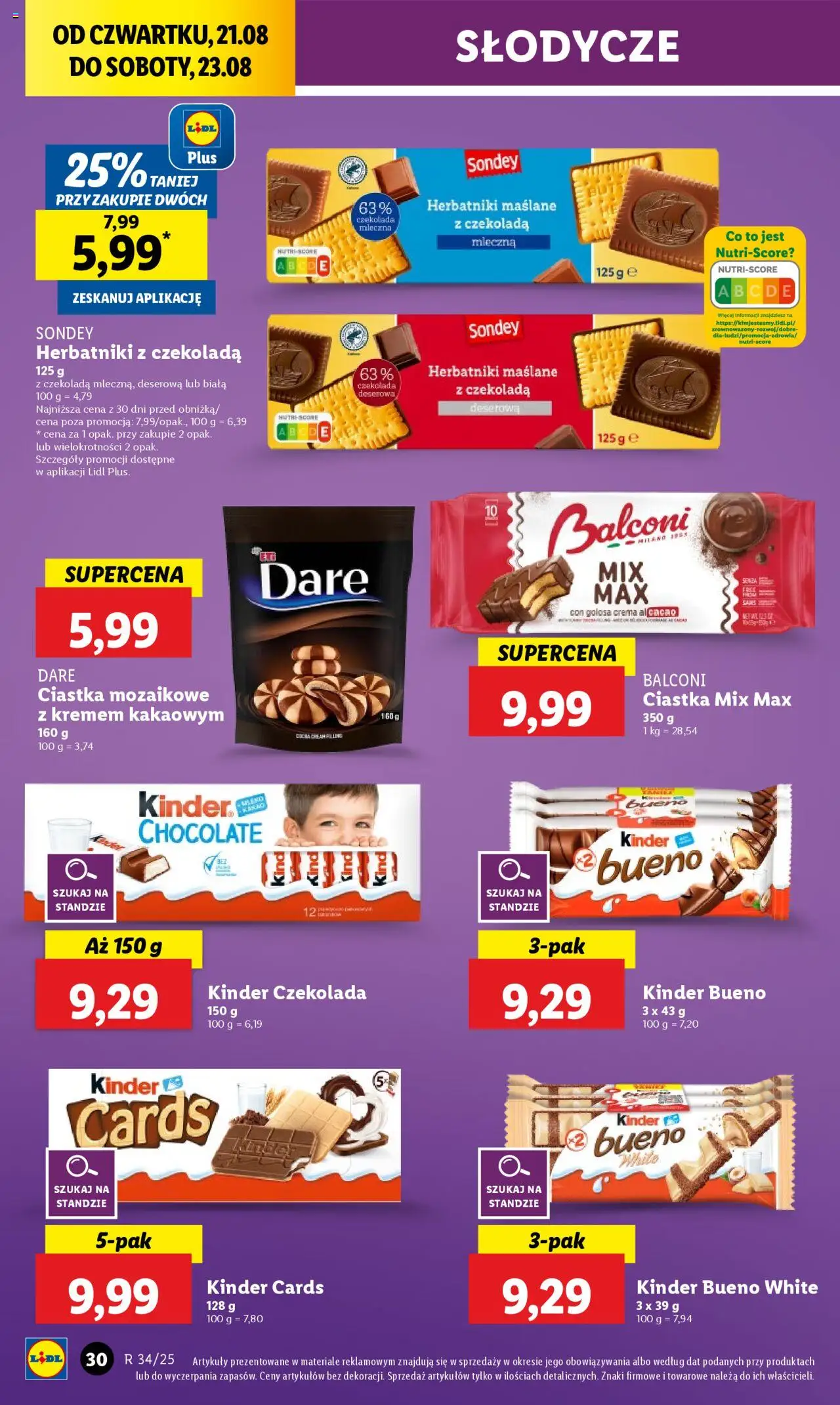 Lidl Gazetka od 21.08.2025 | Strona: 36 | Produkty: Słodycze, Czekolada mleczna, Herbatniki, Ciastka