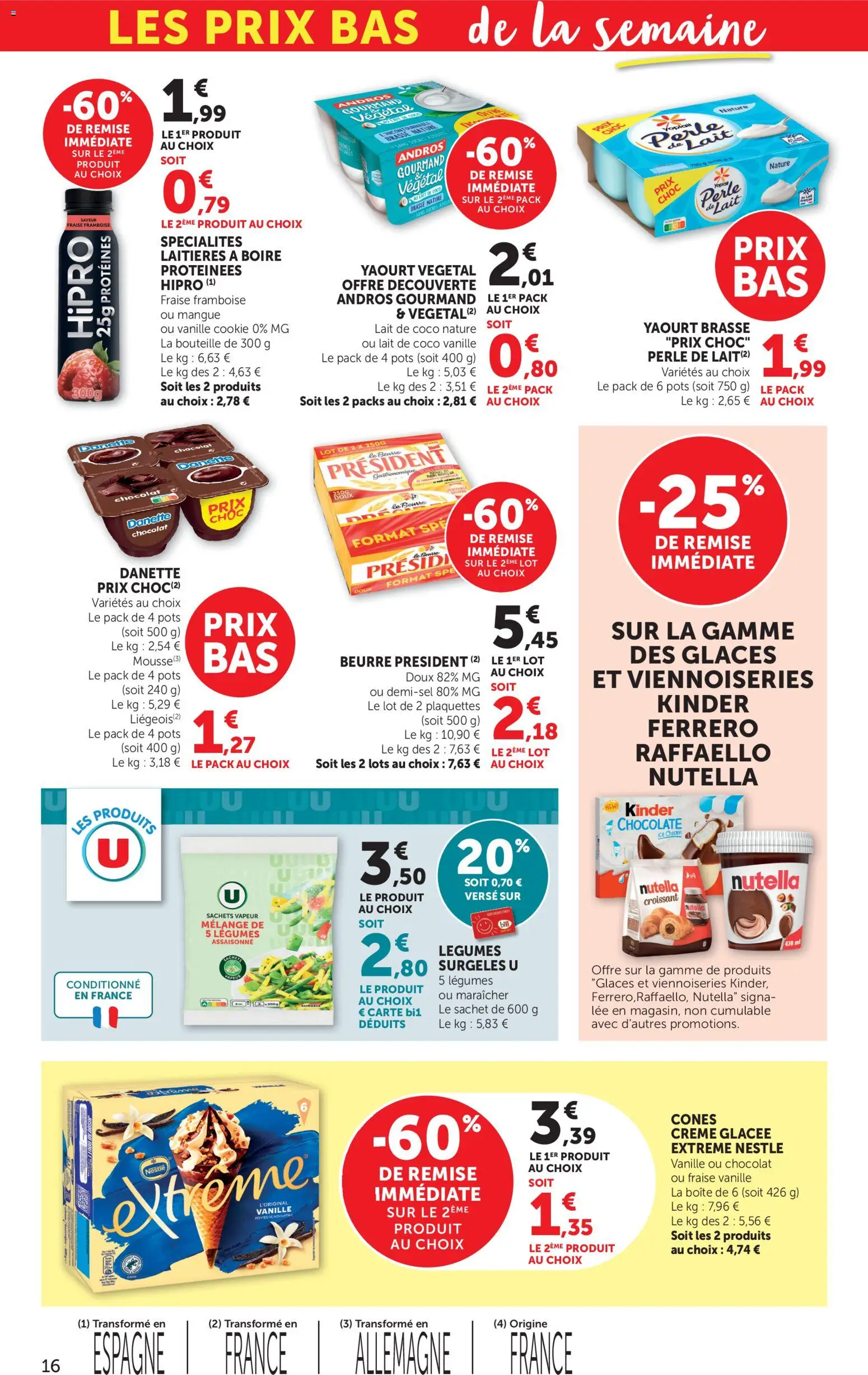 {H1} | Page: 16 | Produits: Glaces, Fraise, Viennoiseries, Nutella