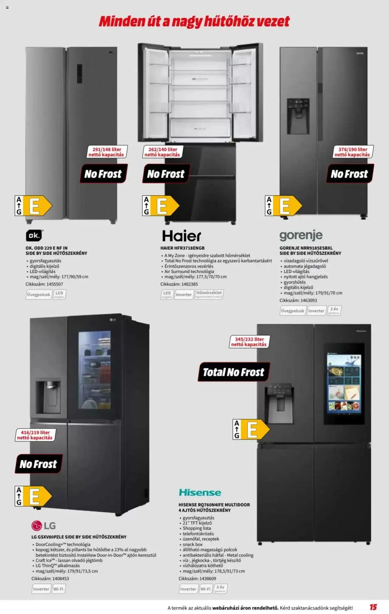Media Markt akciós ujság - amely érvényes a következő dátumtól: 03.09.2025 | Oldal: 15 | Termékek: Hűtőszekrény, Polcok