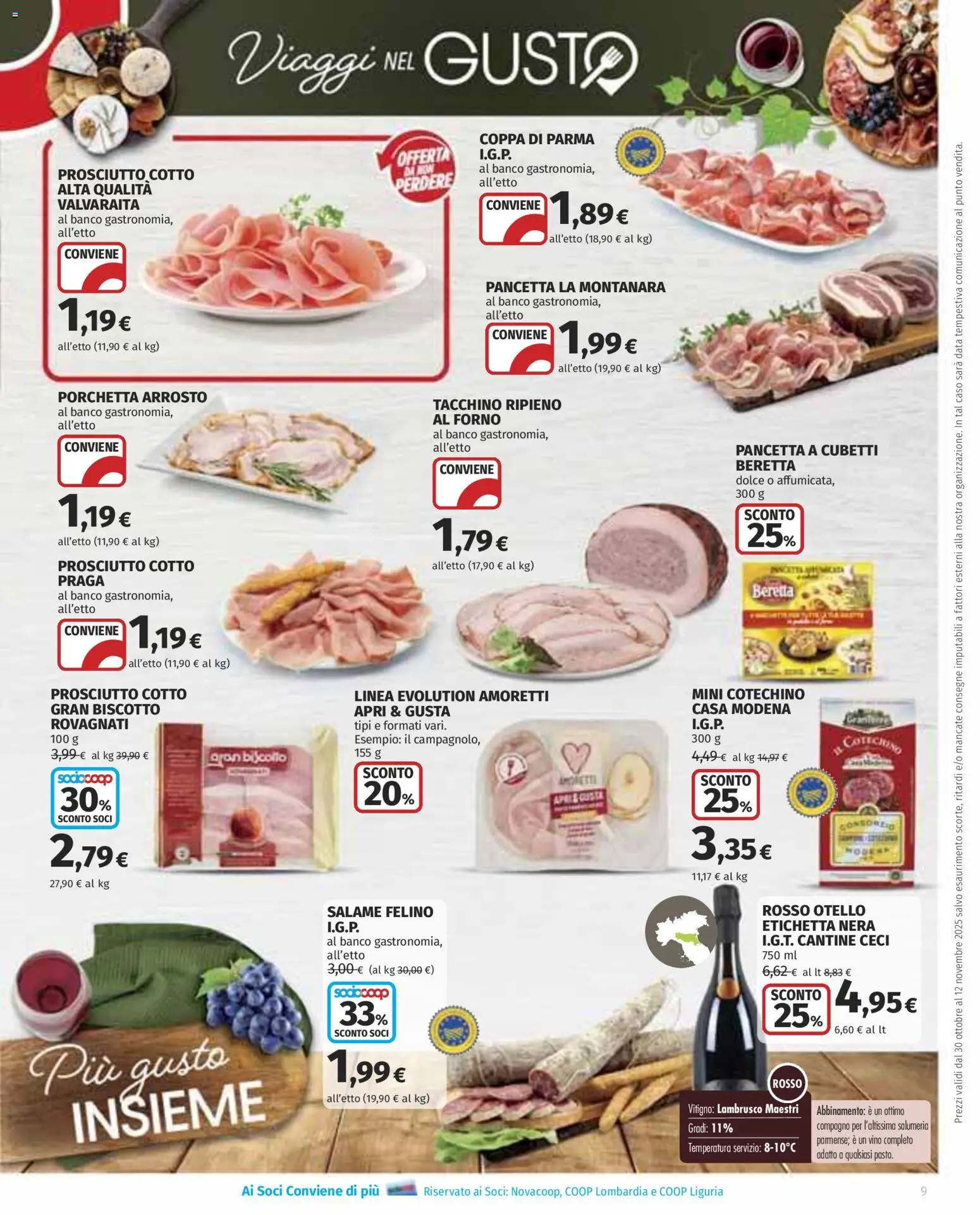 Volantino COOP del 30.10.2025 | Pagina: 9 | Prodotti: Arrosto, Tacchino, Vino, Forno