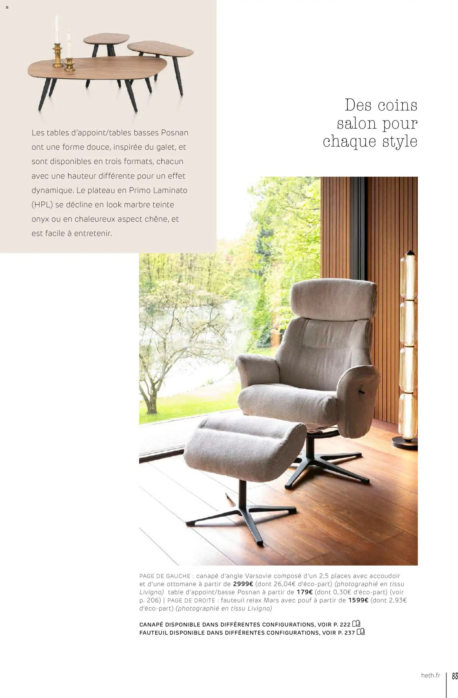 {H1} | Page: 83 | Produits: Plateau, Canapé, Fauteuil, Table