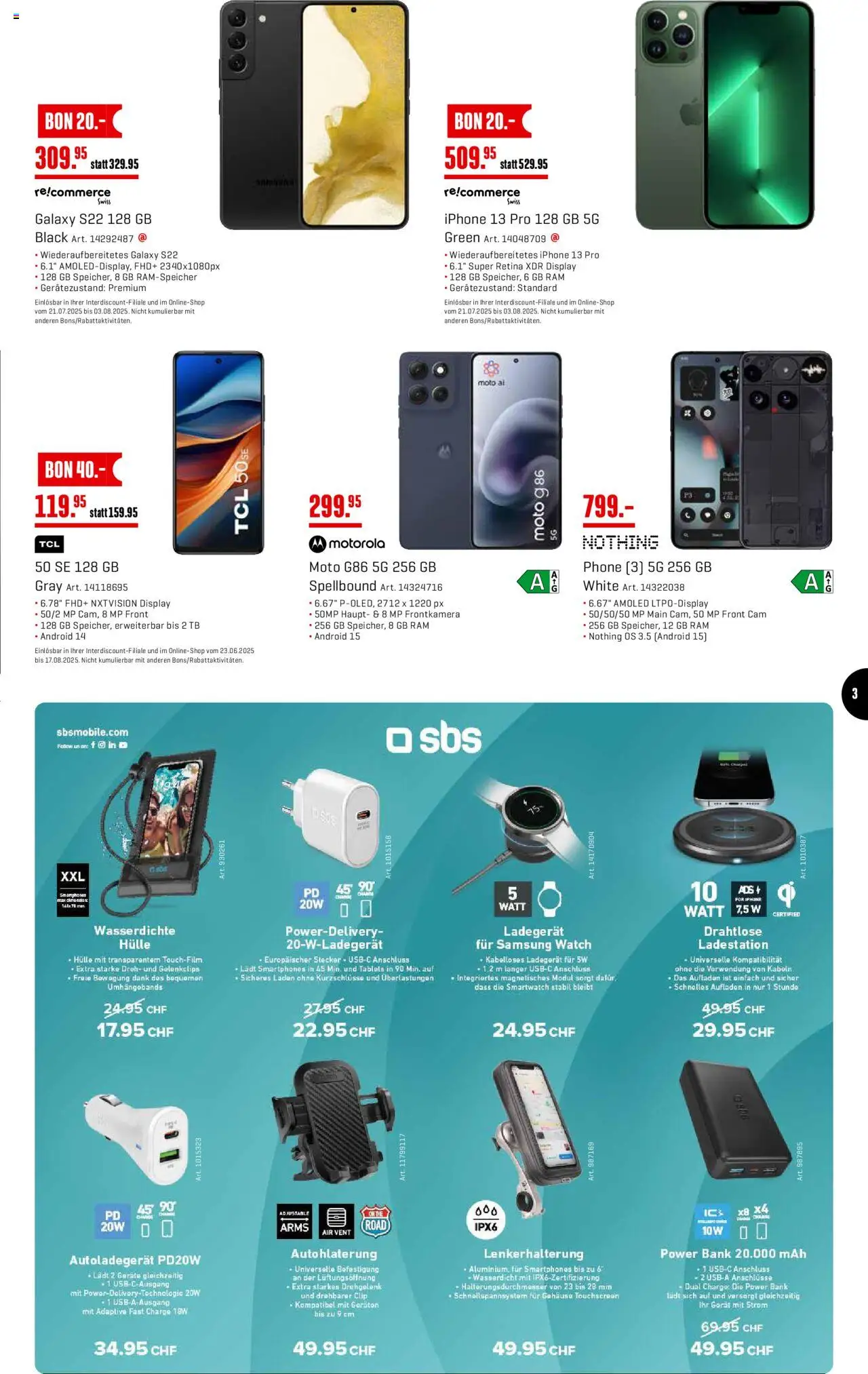 Interdiscount Aktionen Mobile ab 21.07.2025 | Seite: 3 | Produkte: Hülle, Ladegerät, Smartwatch, Samsung