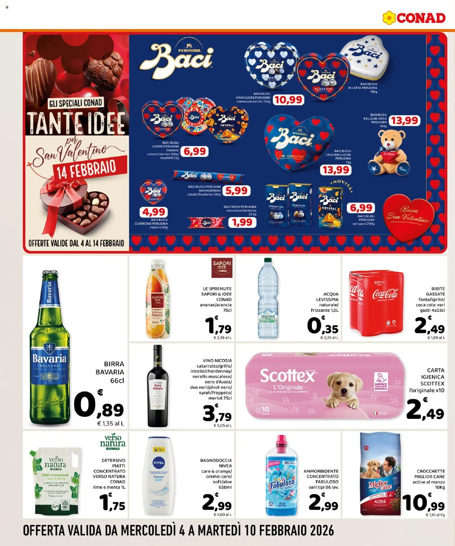 Volantino Conad del 04.02.2026 | Pagina: 4 | Prodotti: Peluche, Vino, Menta, Coca Cola