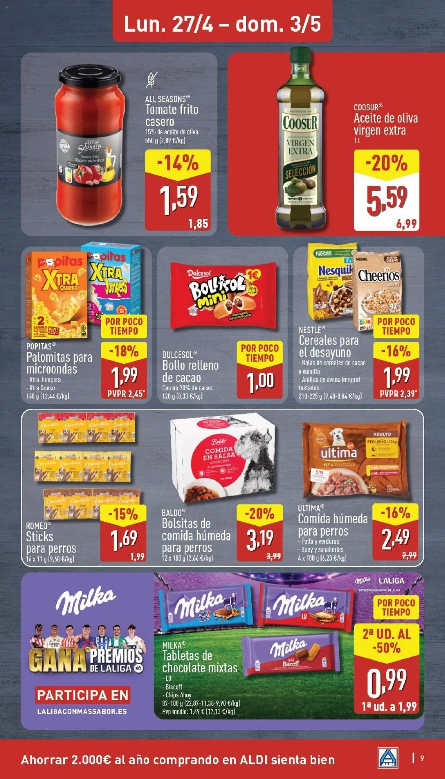 Aldi folleto Canarias │ válido desde el 27.04.2026 | Página: 9 | Productos: Queso, Aceite, Cereales, Aceite de oliva
