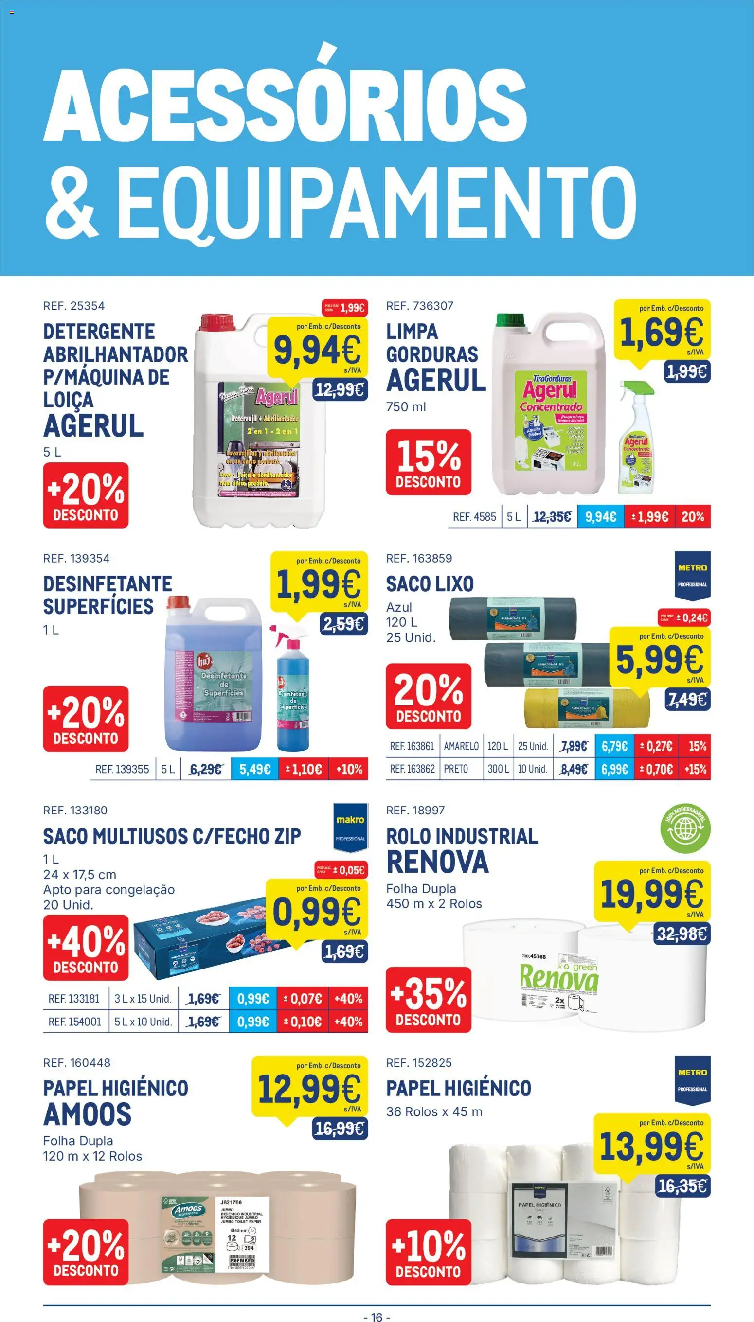 Makro folheto │ válido de 28.04.2026 | Página: 16 | Produtos: Papel higiénico, Abrilhantador, Detergente