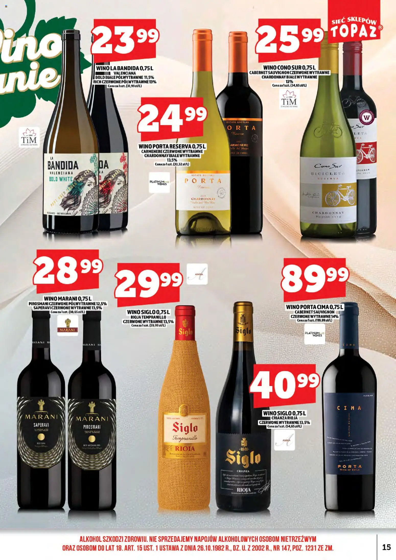 Topaz gazetka alkoholowa od 01.05.2026 | Strona: 17 | Produkty: Chardonnay, Wino, Alkohol