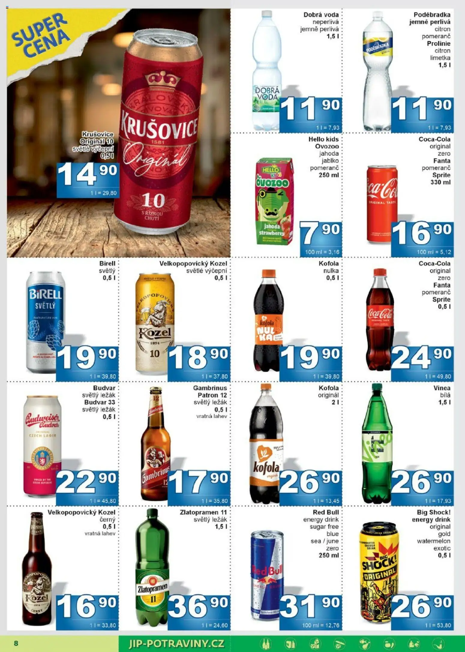 Jip leták od 25.03.2026 | Strana: 8 | Produkty: Budvar, Budvar 33, Gambrinus, Láhev