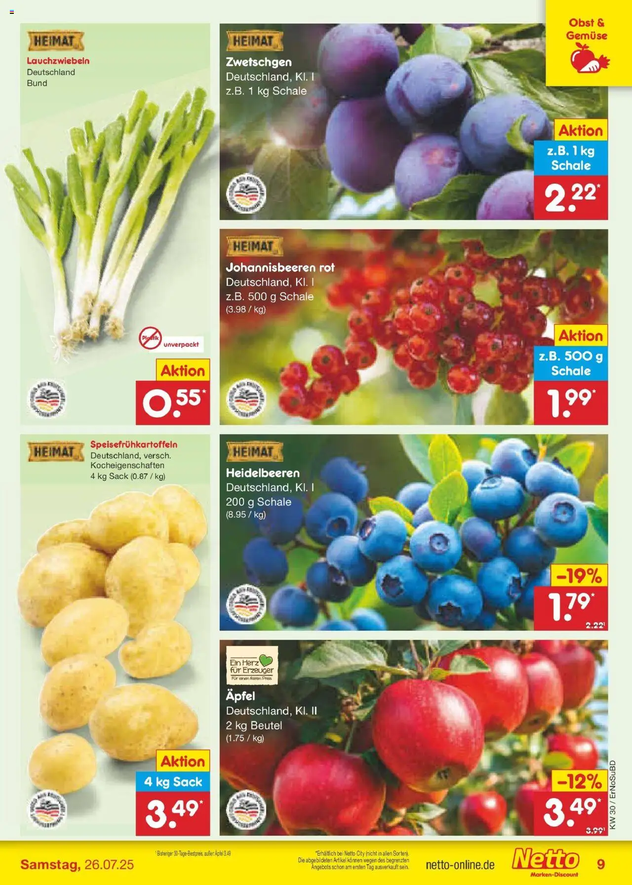 Netto Marken-Discount prospekt Jena-Lobeda	 - gültig ab dem 21.07.2025 | Seite: 11 | Produkte: Äpfel, Heidelbeeren, Gemüse, Obst