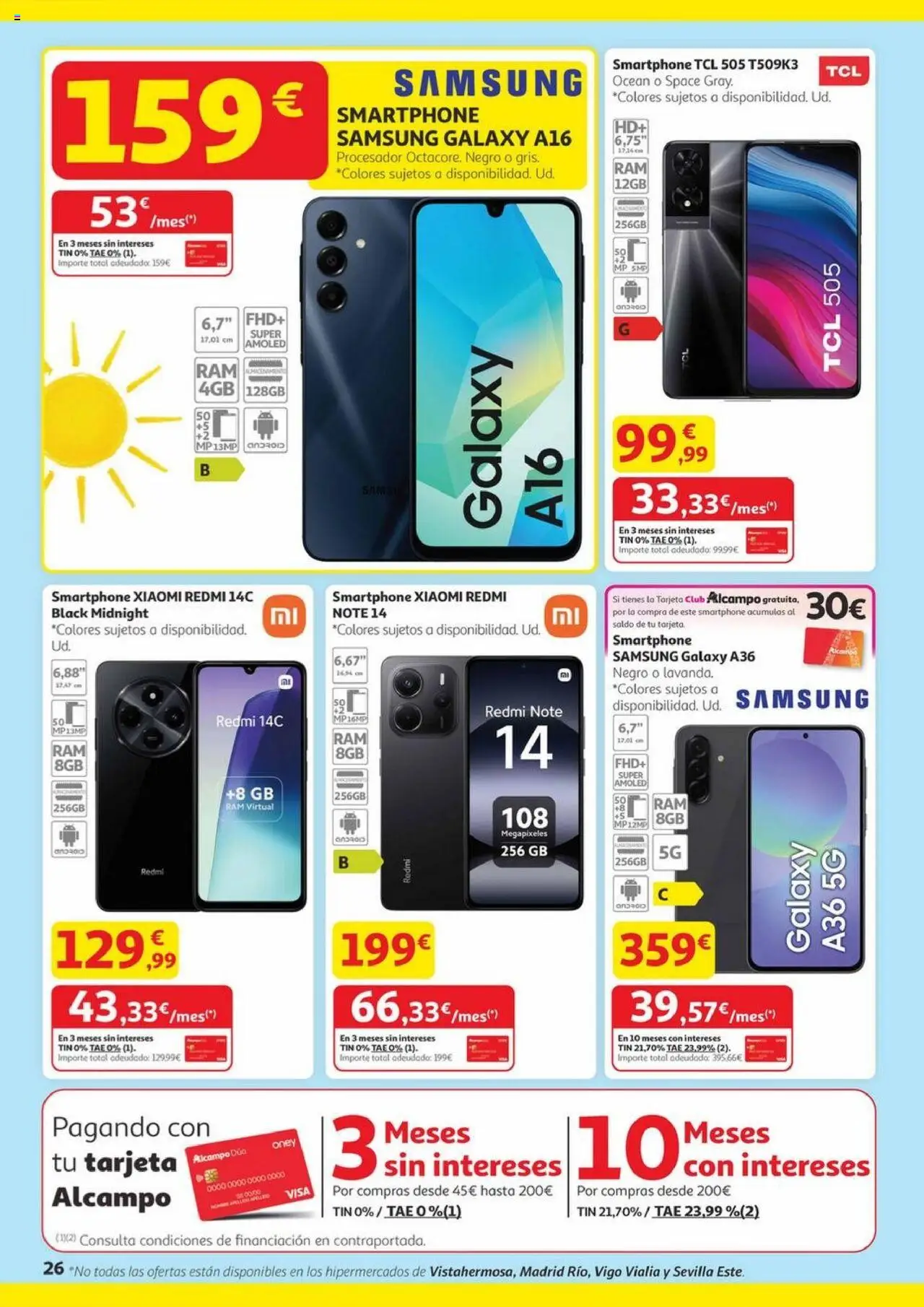 Alcampo - Canarias │ válido desde el 14.08.2025 | Página: 26 | Productos: Smartphone Samsung, Smartphone Xiaomi, Smartphone