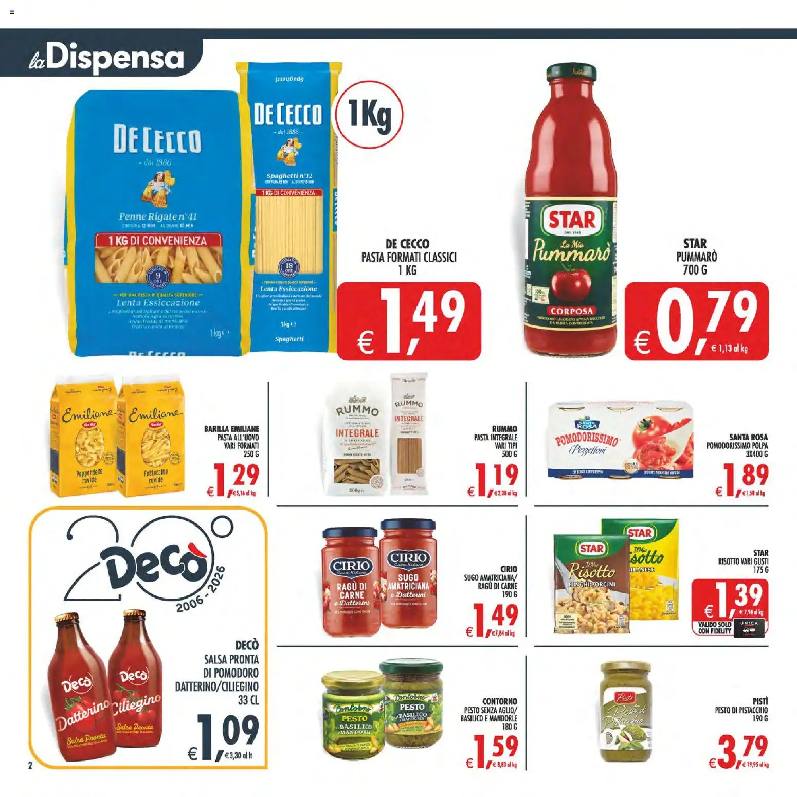 Volantino Decò del 17.03.2026 | Pagina: 2 | Prodotti: Pasta, Mandorle, Basilico, Ragú