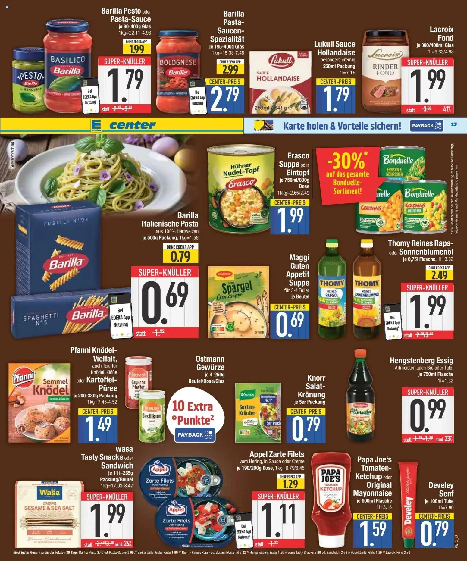 E center Prospekt München	 – gültig ab 23.03.2026 | Seite: 13 | Produkte: Gewürze, Pfeffer, Pasta, Erasco