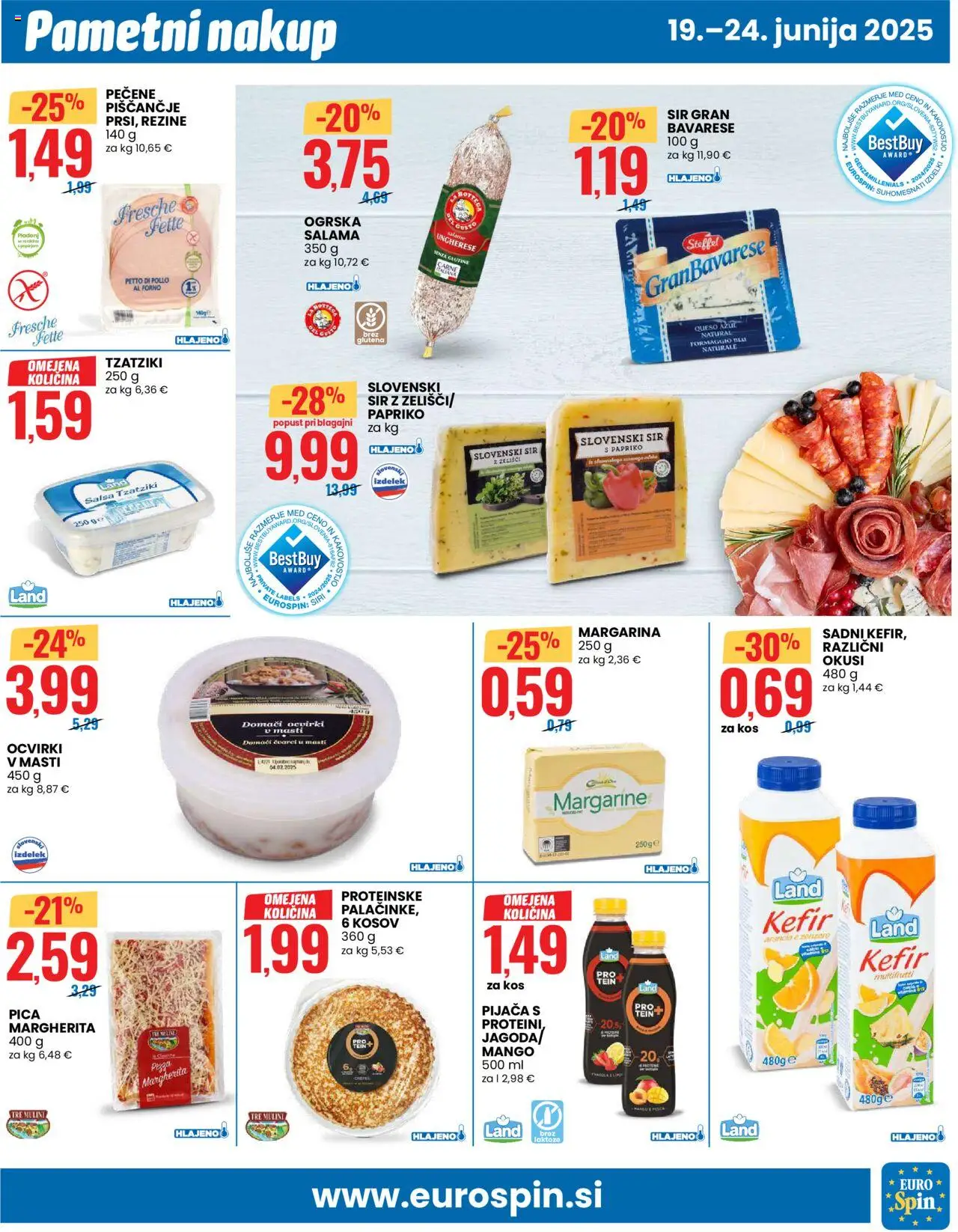Eurospin katalog │ velja od 19.06.2025 | Stran: 5 | Izdelki: Kefir, Ocvirki, Pica, Mango