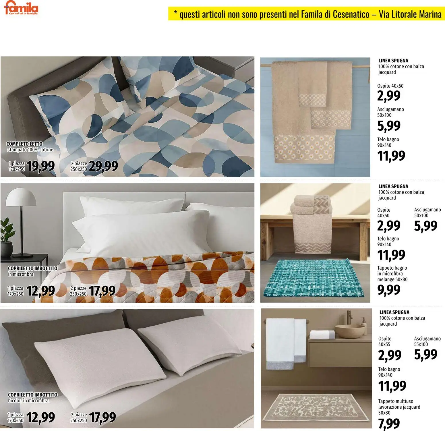 Volantino Famila del 26.03.2026 | Pagina: 26 | Prodotti: Letto, Asciugamano, Tappeto, Copriletto